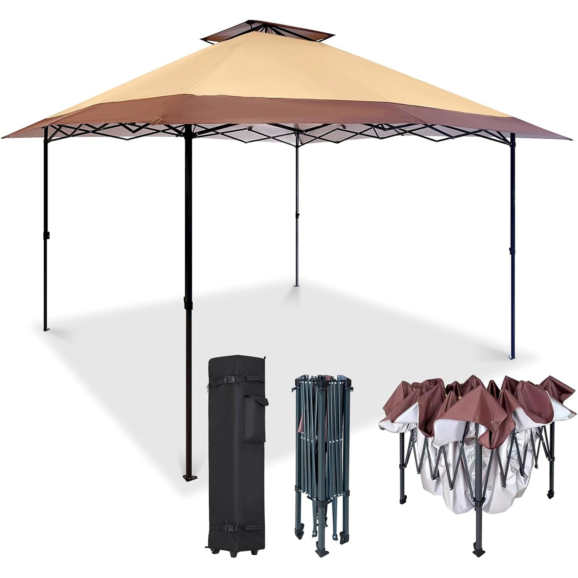 Suntime 13 x 13 Ft Instant Pop Up Canopy Portable Commercial Gazebo Tent, Khaki - VMInnovations