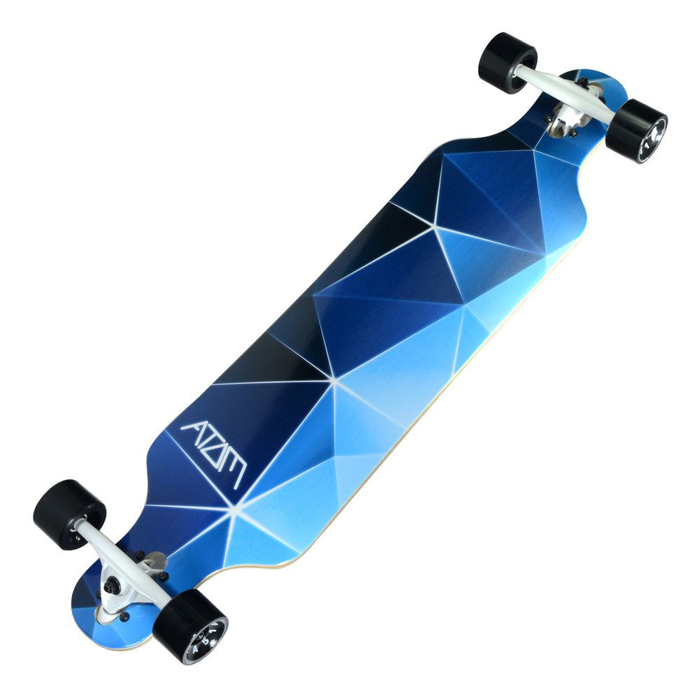 MBS Atom Drop Through 40-Inch Maple Longboard Cruiser, Blue Geo (Used)
