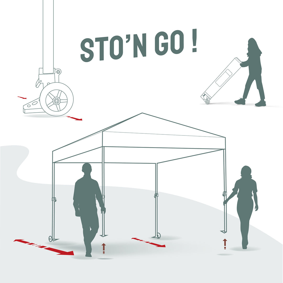 CROWN SHADES 8x8 Ft Commercial Pop Up Canopy Tent w/2 Wheels & Push Lock (Used) - VMInnovations