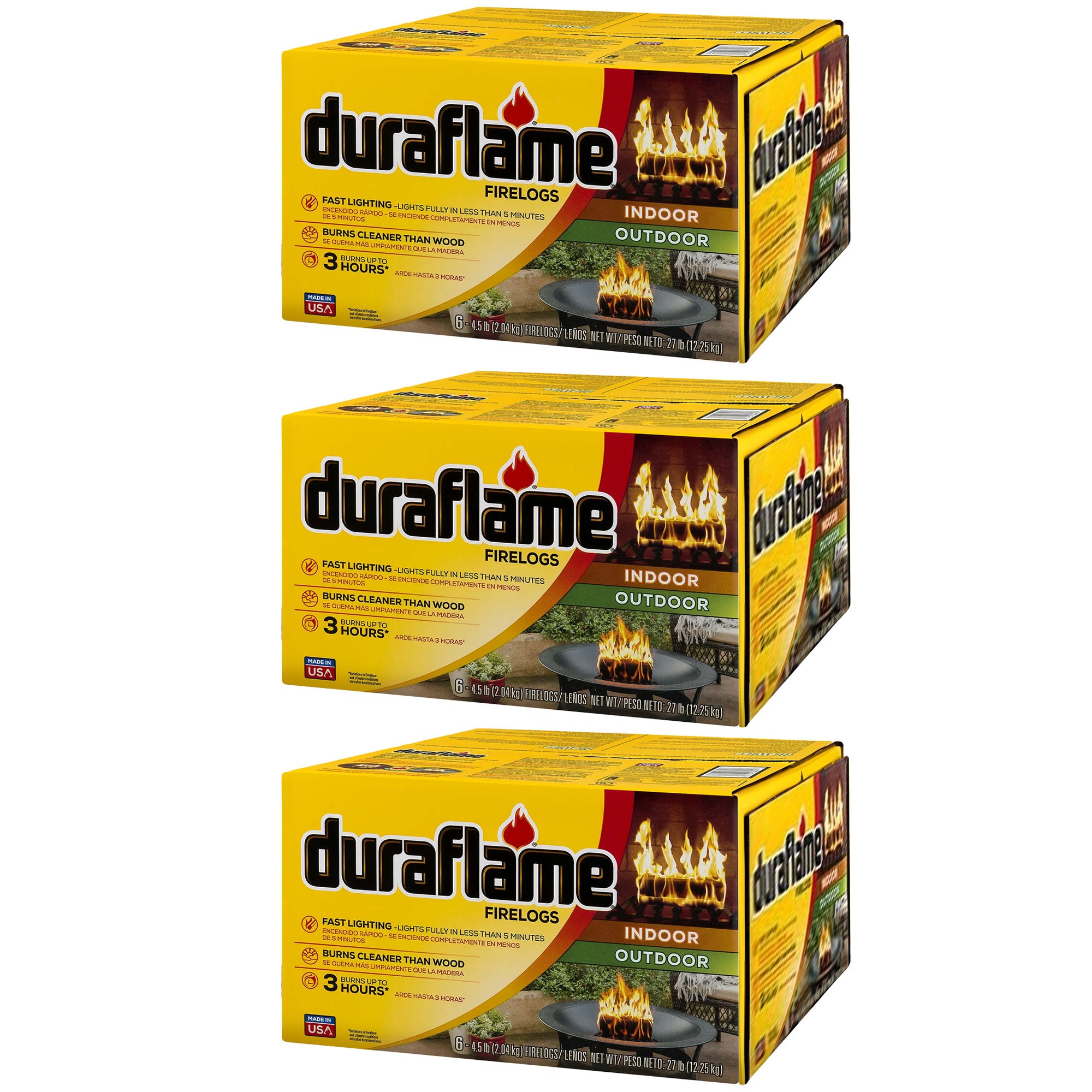 Duraflame 4.5lb Indoor Outdoor Fireplace Fire Pit Firelog, 3 Hr Burn Time, 18 Pk - VMInnovations