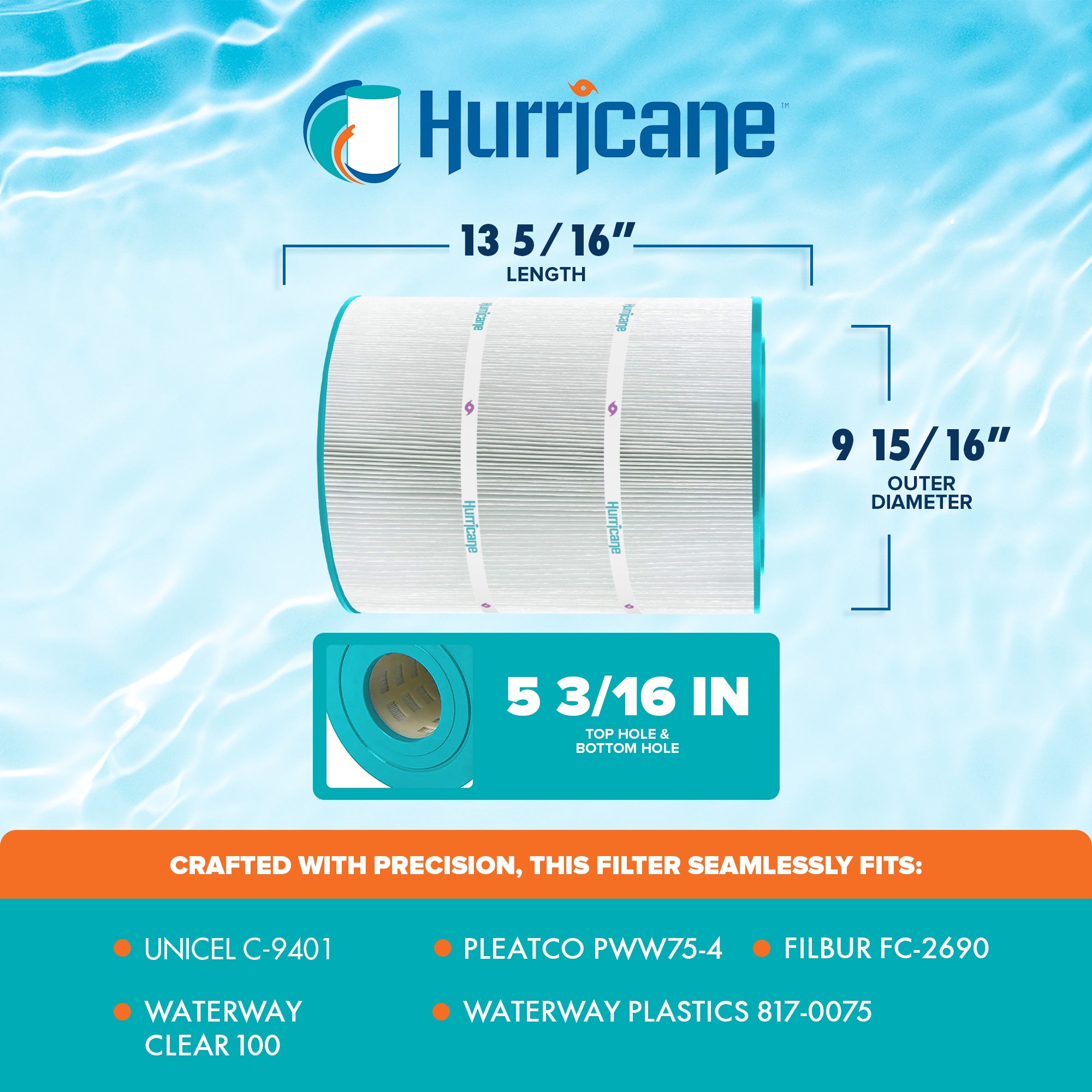 Hurricane HF9401-01 Advanced Pool and Spa Filter Cartridge Replacement, White
