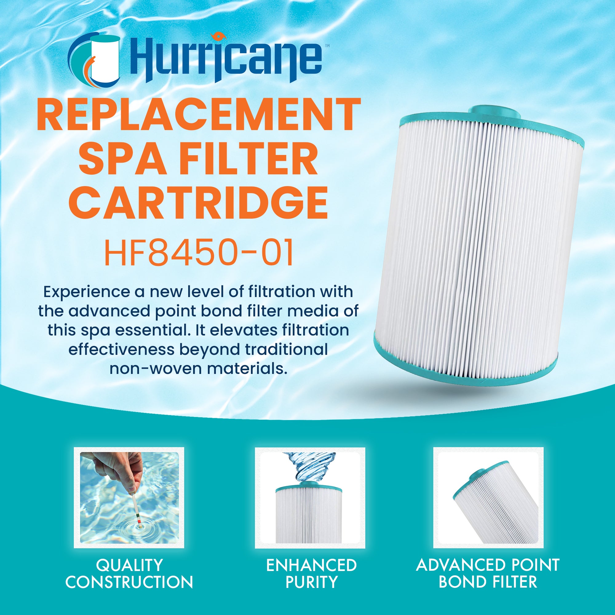 Hurricane HF8450 Replacement Spa Filter Cartridge for PCS50N and Unicel C-8450