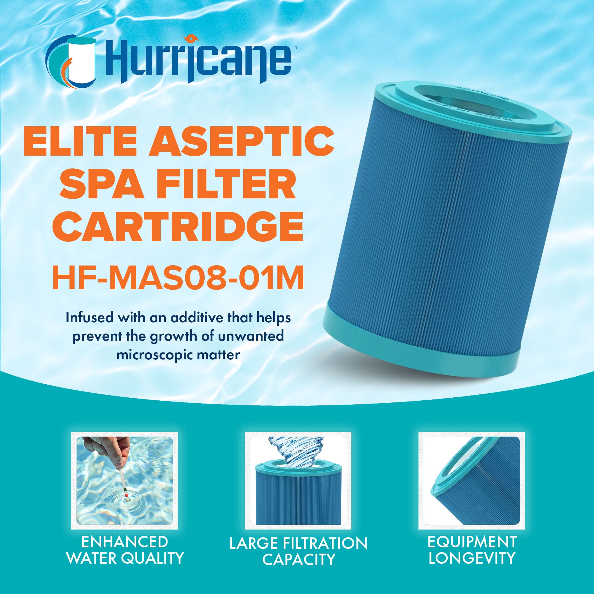 Hurricane HF-MAS08 Elite Aseptic Spa Cartridge Filter for PMA25-M, PMA-PROPAK2-M - VMInnovations