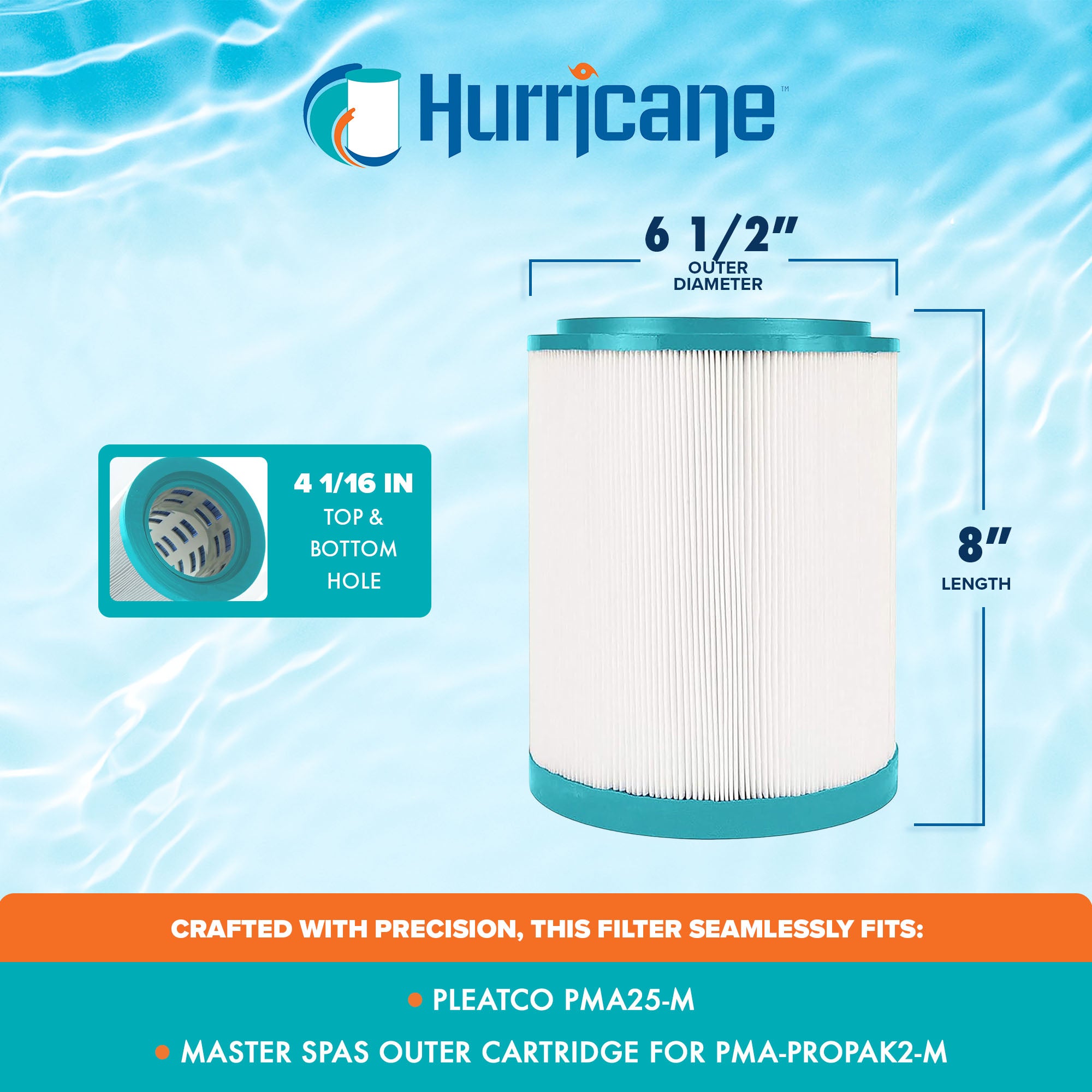 Hurricane Spa Filter Cartridge for RMA25-M, Master Spas Outer Cartridge, 4 Pack
