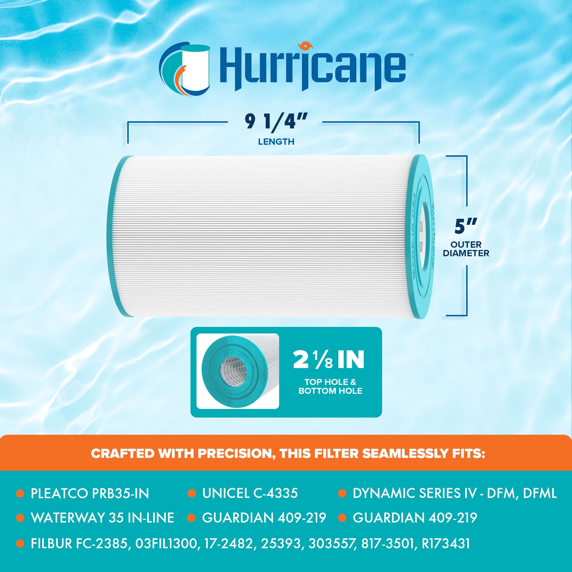 Hurricane HF4335-01 Advanced Pool and Spa Filter Cartridge Replacement, White