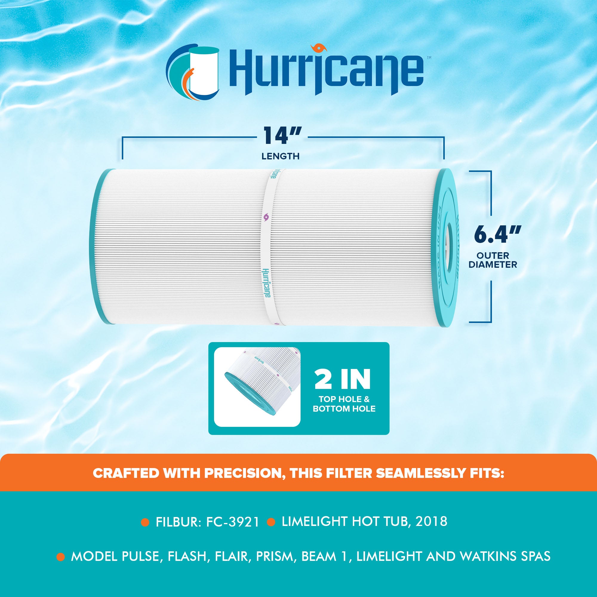 Hurricane Replacement Spa Filter Cartridge for Filbur FC-3921 and Limelight Tub - VMInnovations