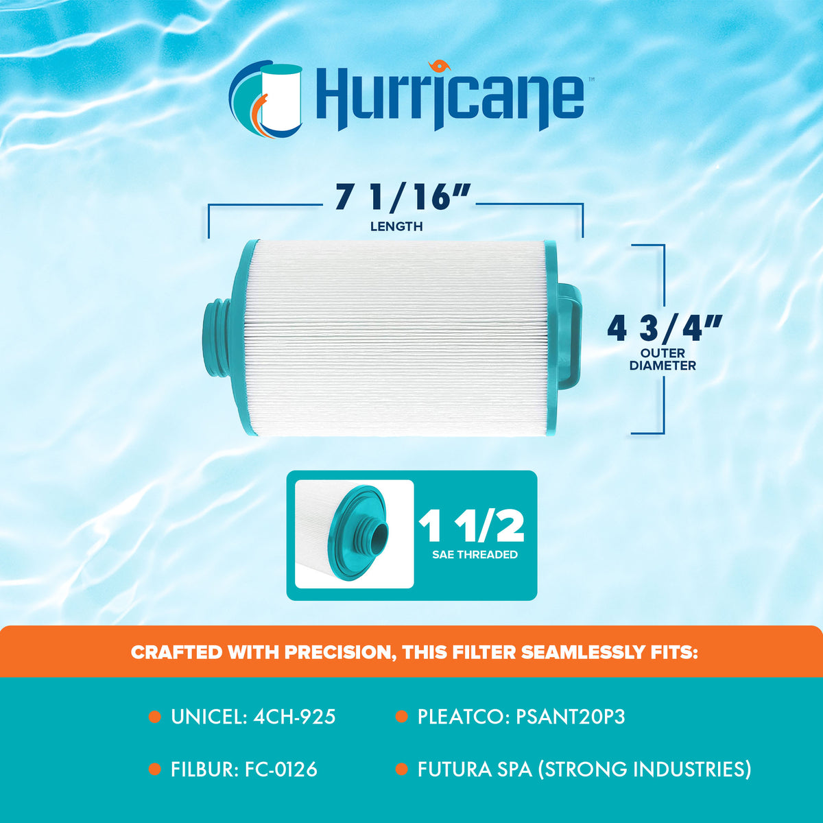 Hurricane Advanced Pool Filter Cartridge Replace w/ Advanced Bond Filter, 2 Pack