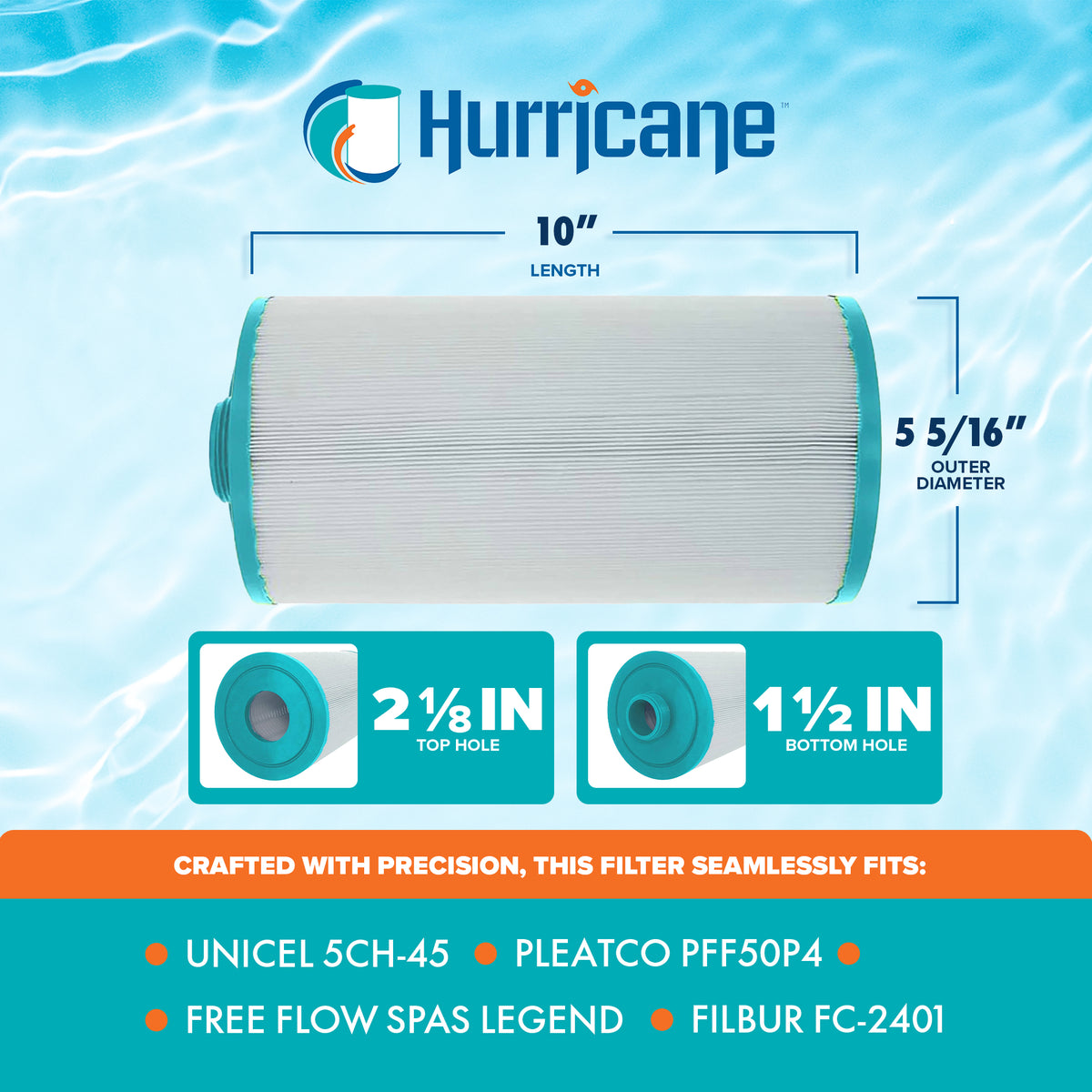 Hurricane 4 Pack HF5H45-01 Advanced Pool and Spa Filter Cartridge Replacement