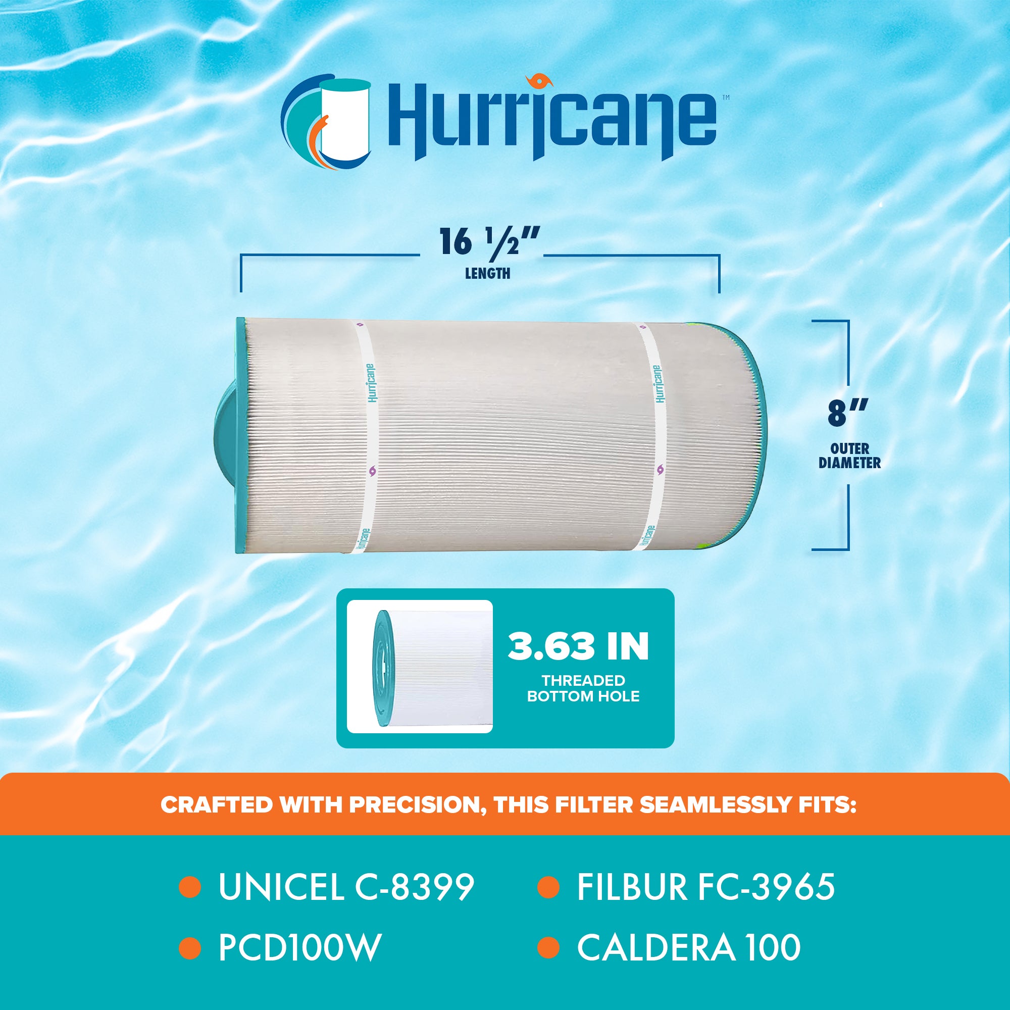 Hurricane HF8399-01 Replacement Spa Filter Cartridge for Unicel C8399 & PCD100W