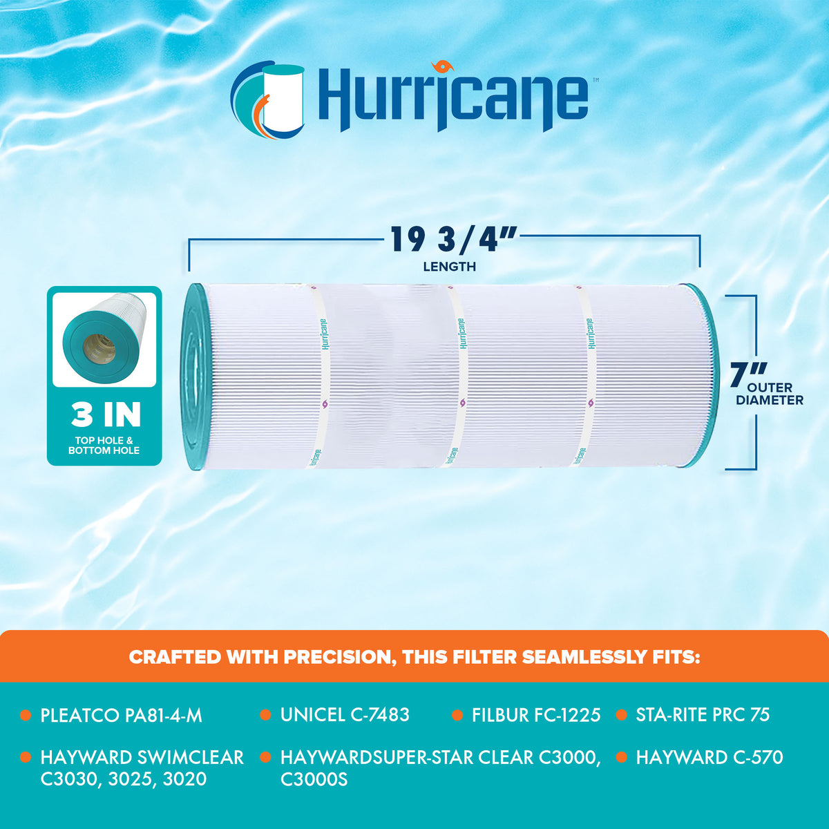 Hurricane 4 Pack HF7483-04 Advanced Pool and Spa Filter Cartridge Replacement