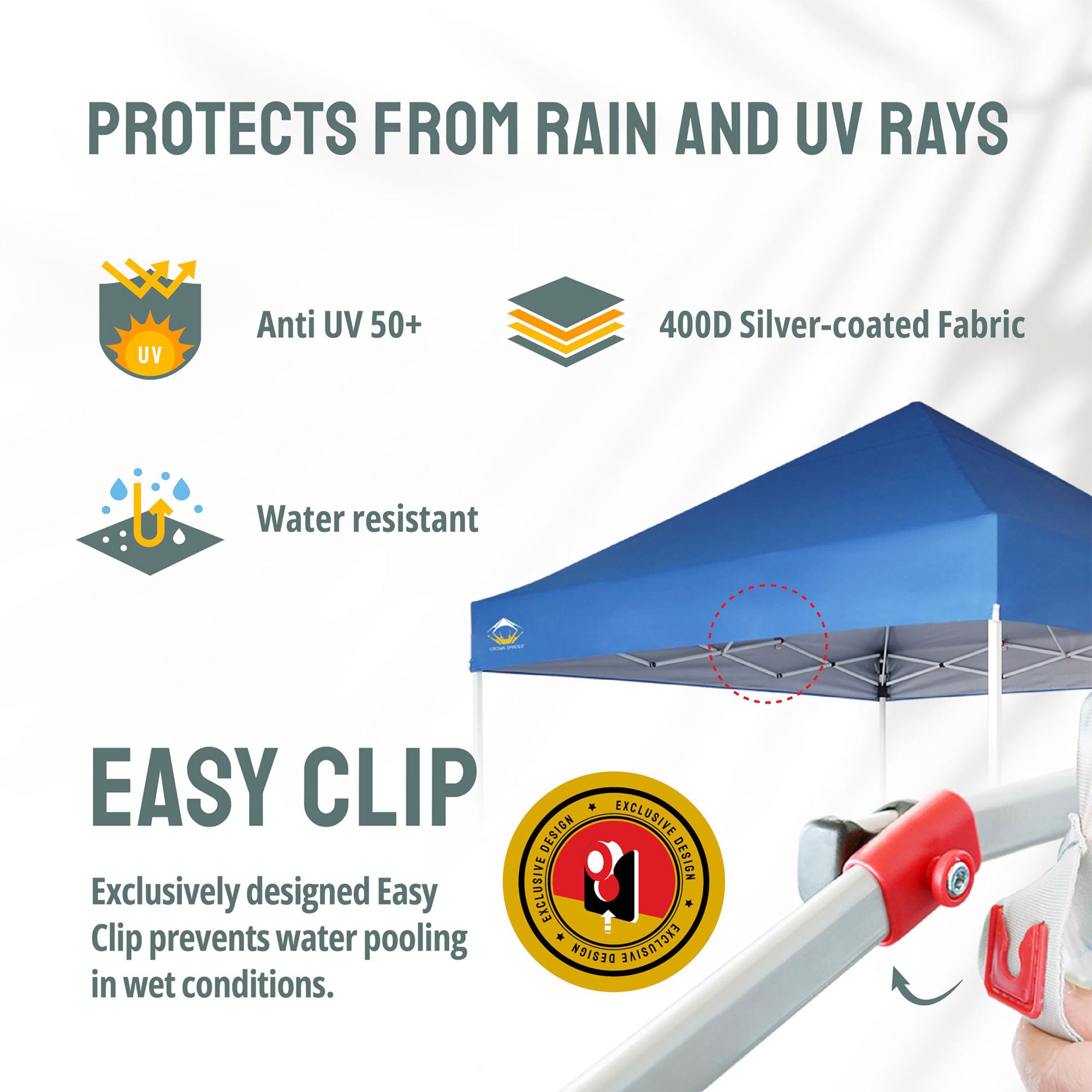Crown Shades 10x10ft Instant Canopy Commercial Tent Portable Shelter, Blue(Used) - VMInnovations