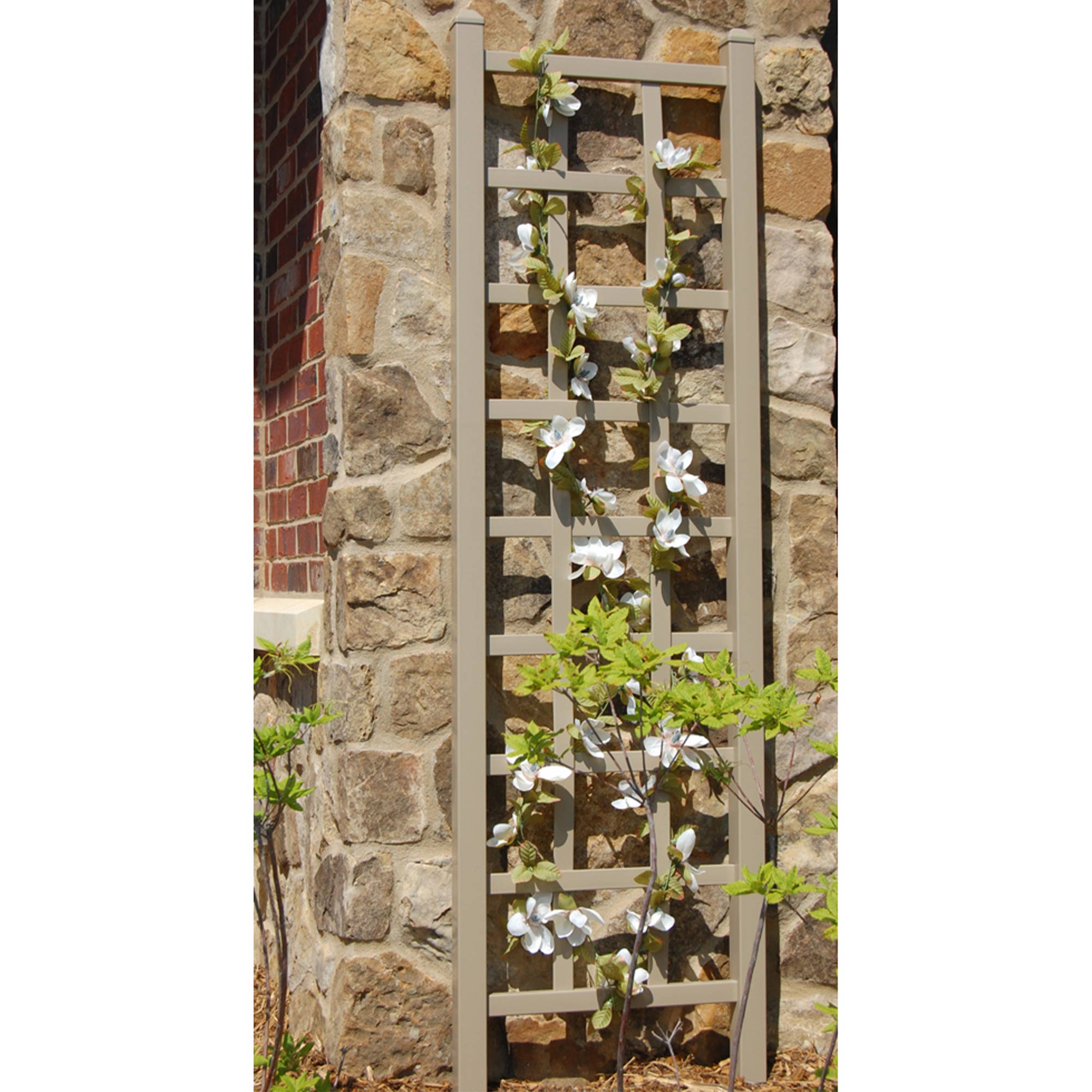 Dura-Trel Elmwood 22"x75" PVC Vinyl Outdoor Garden Patio Trellis, Mocha (Used) - VMInnovations