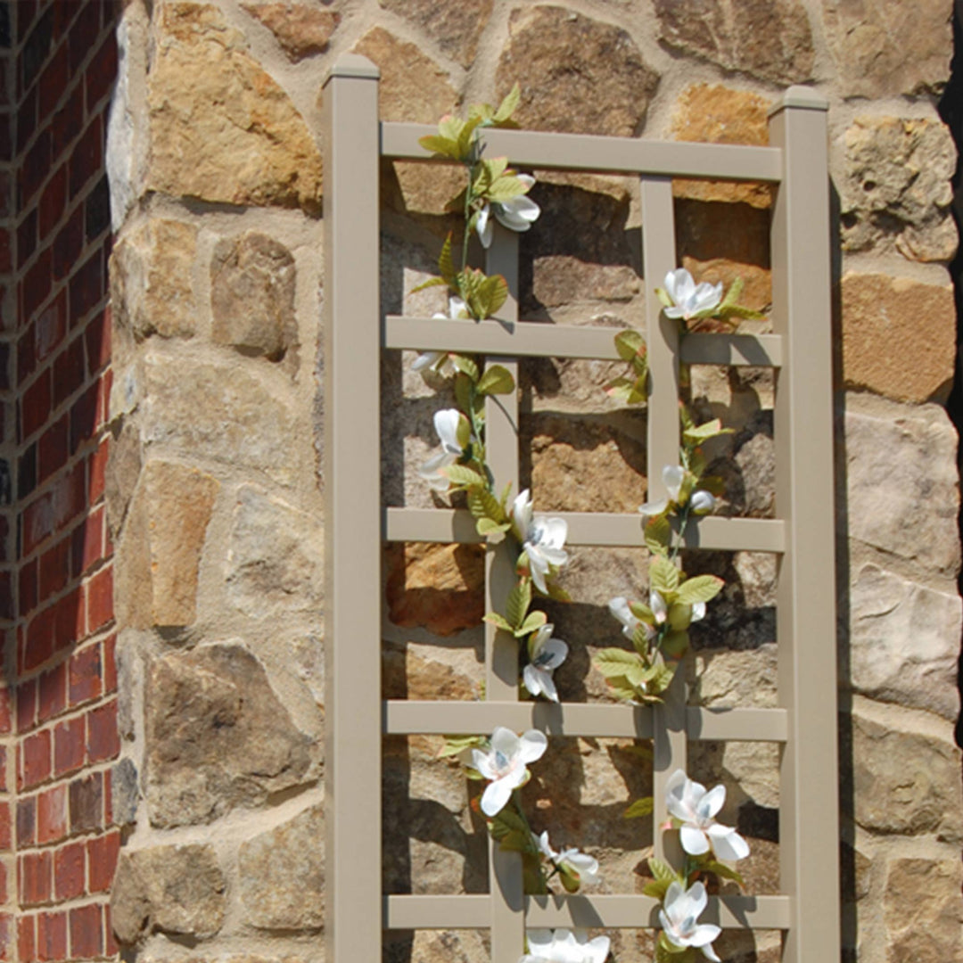 Dura-Trel Elmwood 22 by 75 Inch Indoor Outdoor Garden Trellis w/Ground Anchors, Plant Support for Vines, Climbing Plants, Flowers, & Vegetables, Mocha - VMInnovations