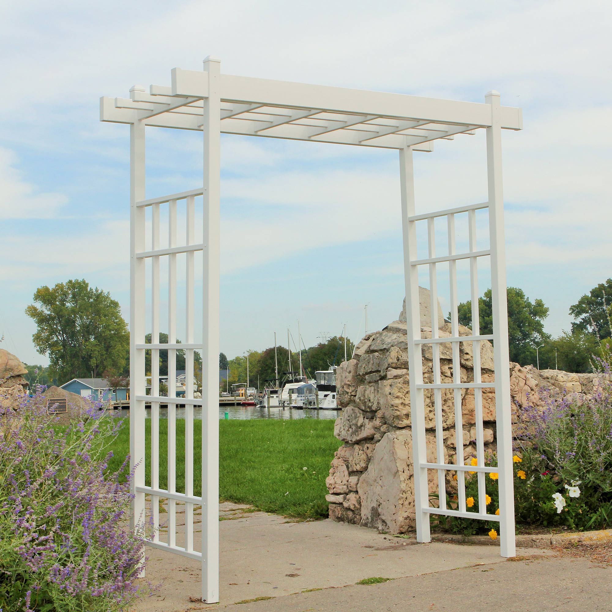 Dura-Trel Bakersfield 28"x"57"x86" PVC Vinyl Outdoor Garden Patio Arbor (Used) - VMInnovations