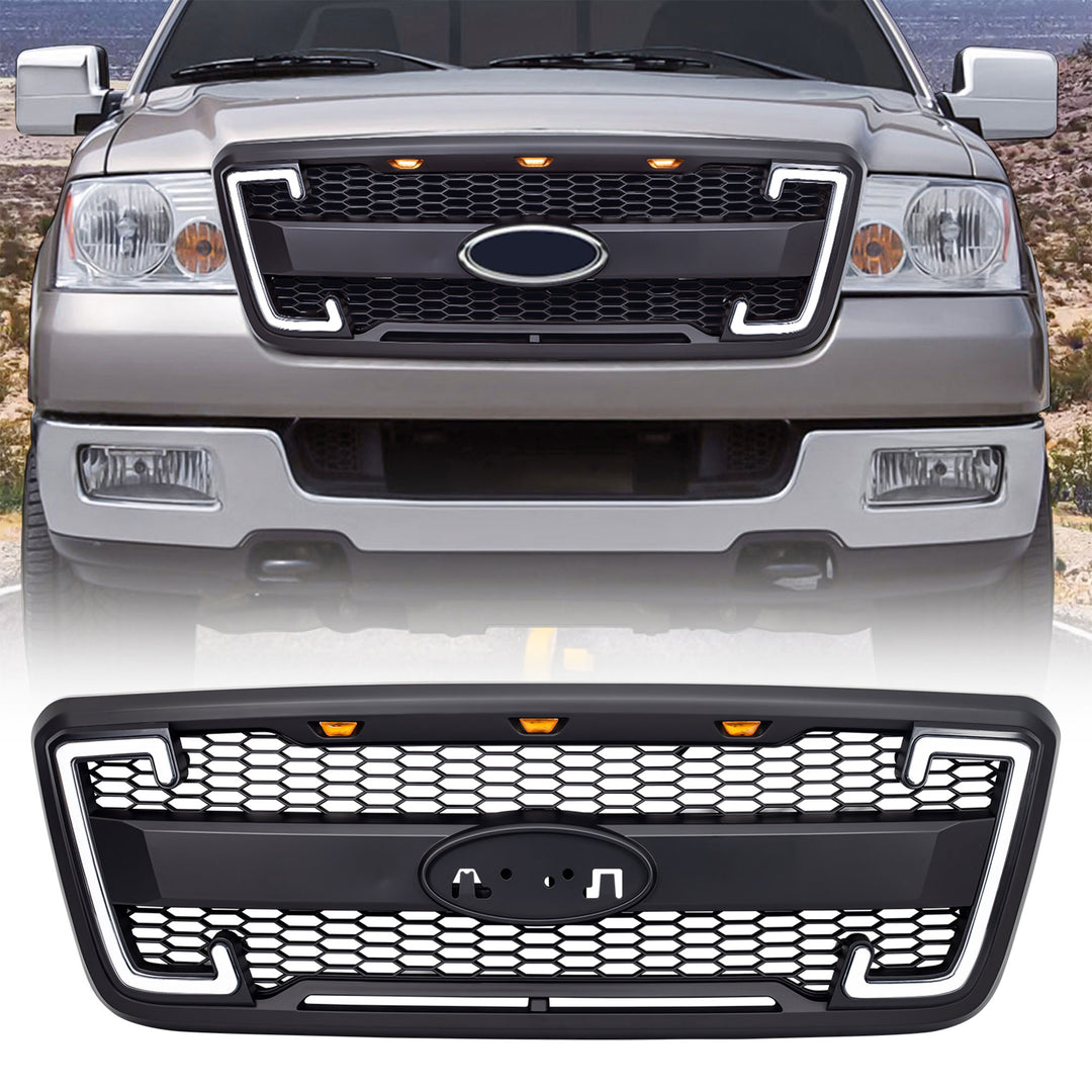 AMERICAN MODIFIED Raptor Style Mesh Grille for 2004-2008 Ford F150, Matte Black - VMInnovations