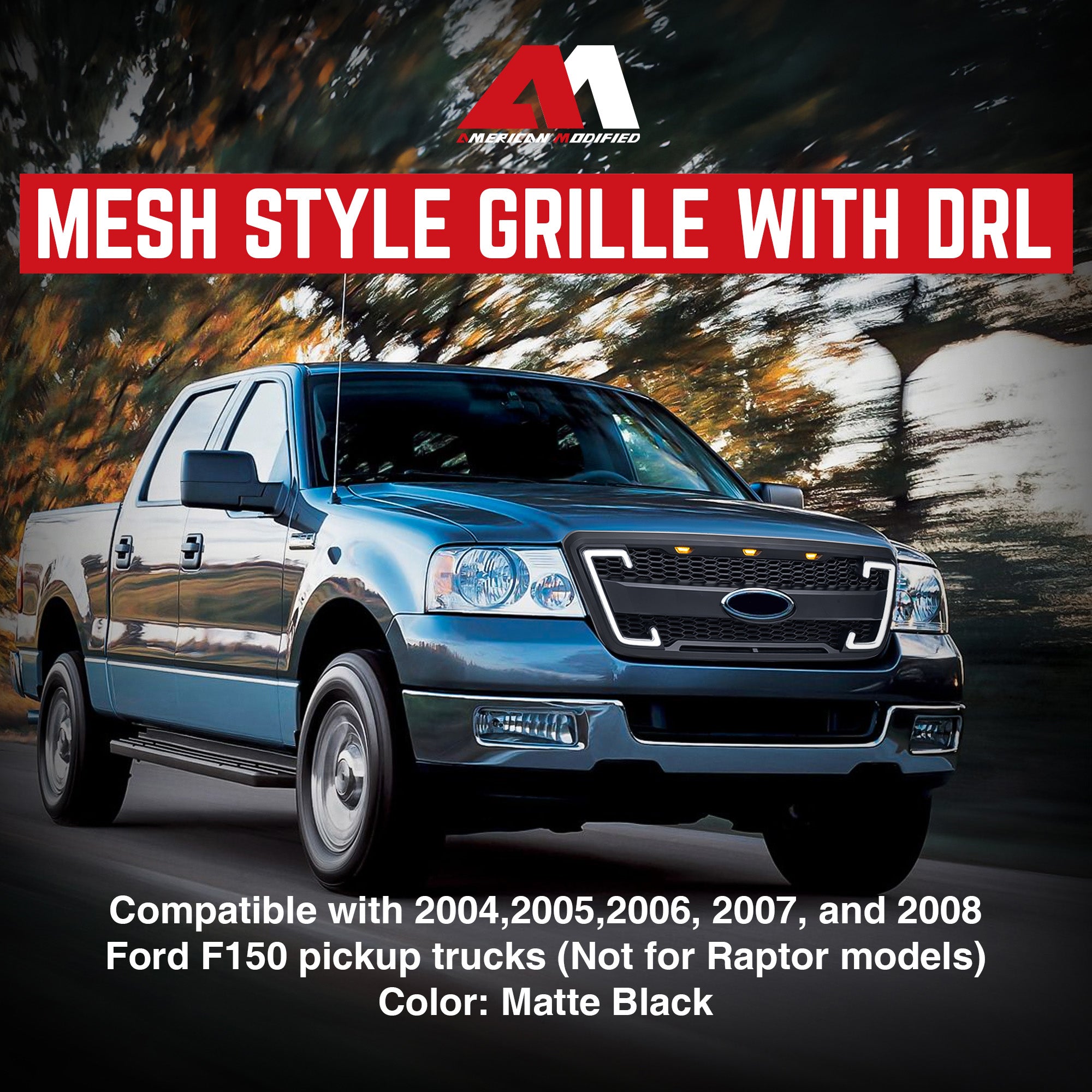 AMERICAN MODIFIED Raptor Mesh Grille for 04-08 Ford F150, Matte Black (Open Box) - VMInnovations