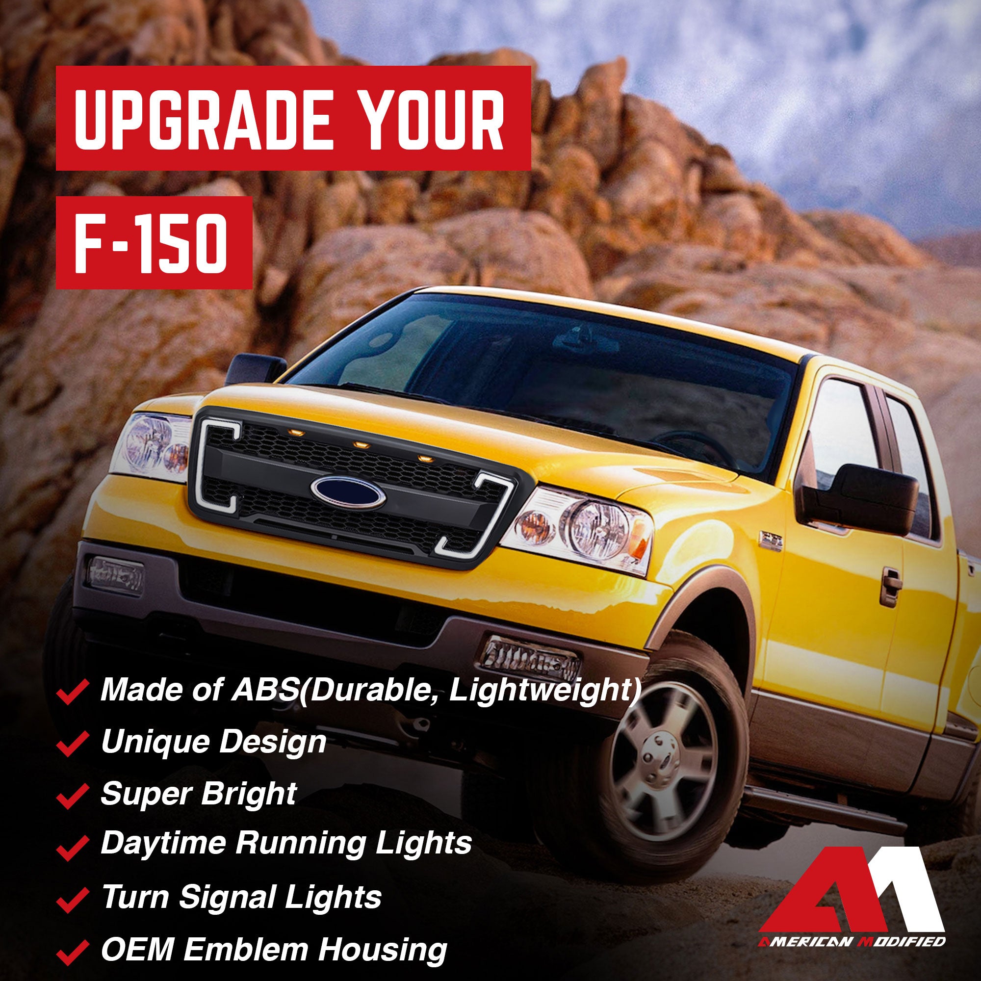 AMERICAN MODIFIED Raptor Mesh Grille for 04-08 Ford F150, Matte Black (Open Box) - VMInnovations