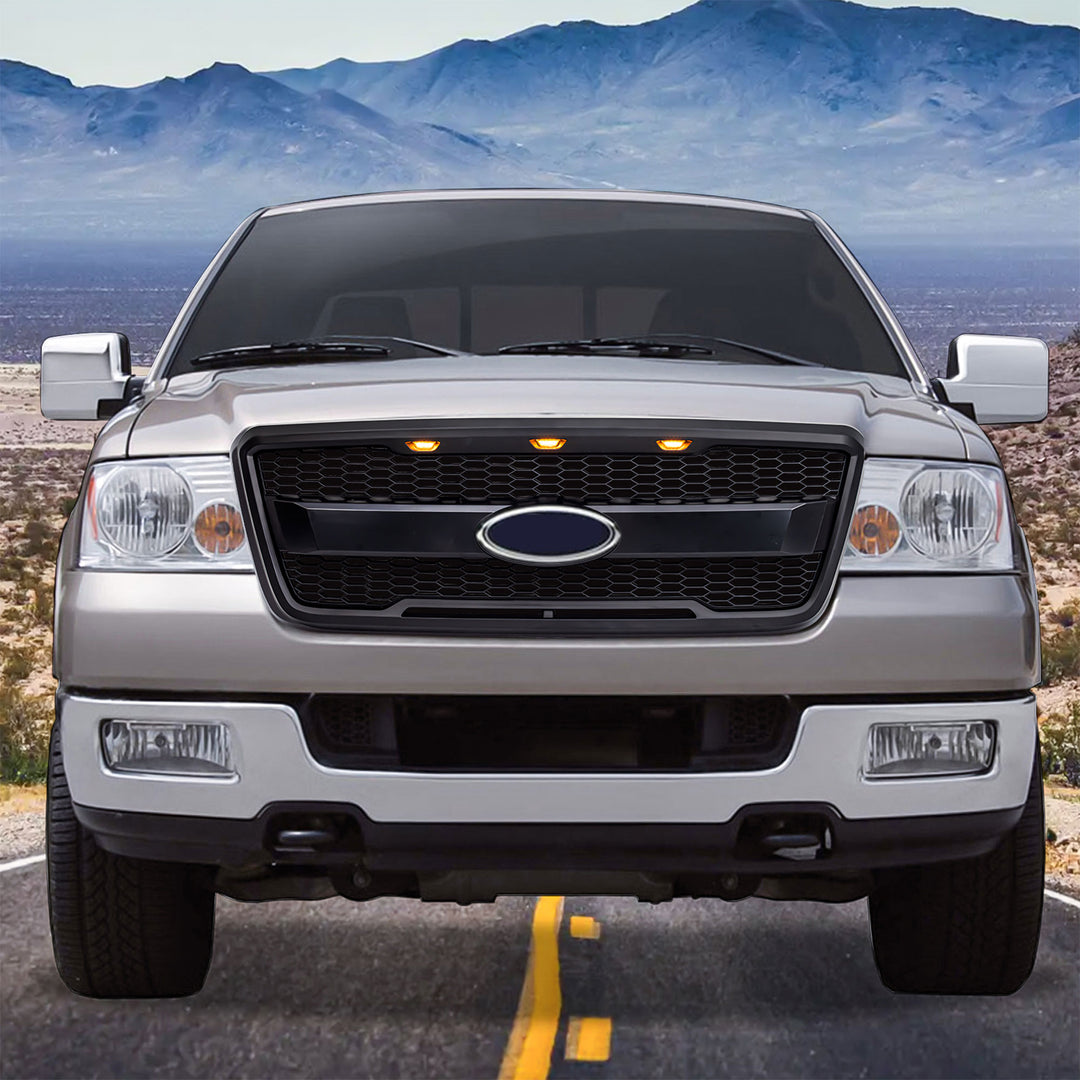 AMERICAN MODIFIED Raptor Style Mesh Grille for 2004-2008 Ford F150, Matte Black - VMInnovations