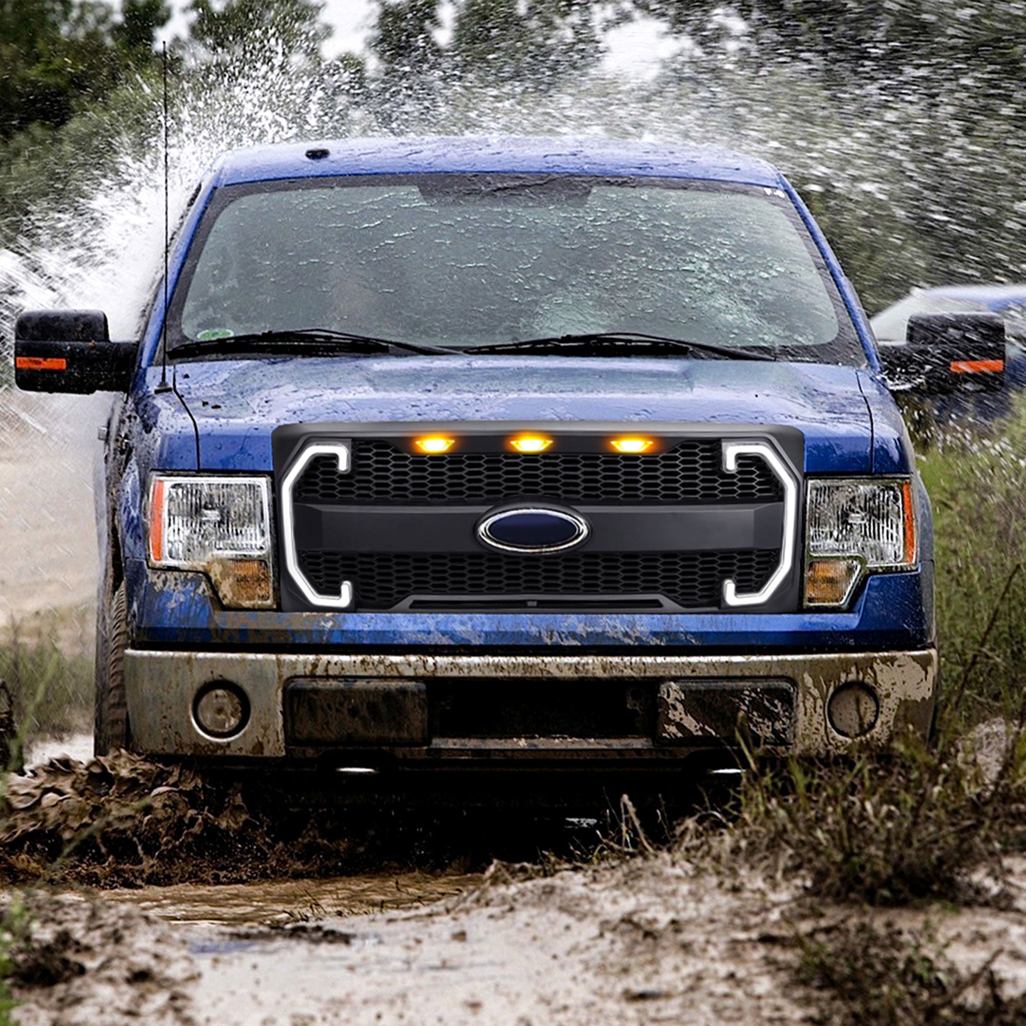 AMERICAN MODIFIED Raptor Mesh Grille for 09-14 Ford F150, Matte Black(For Parts) - VMInnovations