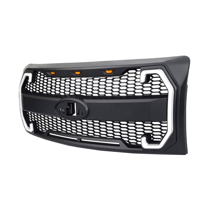 AMERICAN MODIFIED Raptor Style Mesh Grille for 2009-2014 Ford F150, Matte Black - VMInnovations