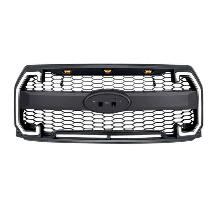 AMERICAN MODIFIED Raptor Style Mesh Grille for 2015-2017 Ford F150, Matte Black - VMInnovations