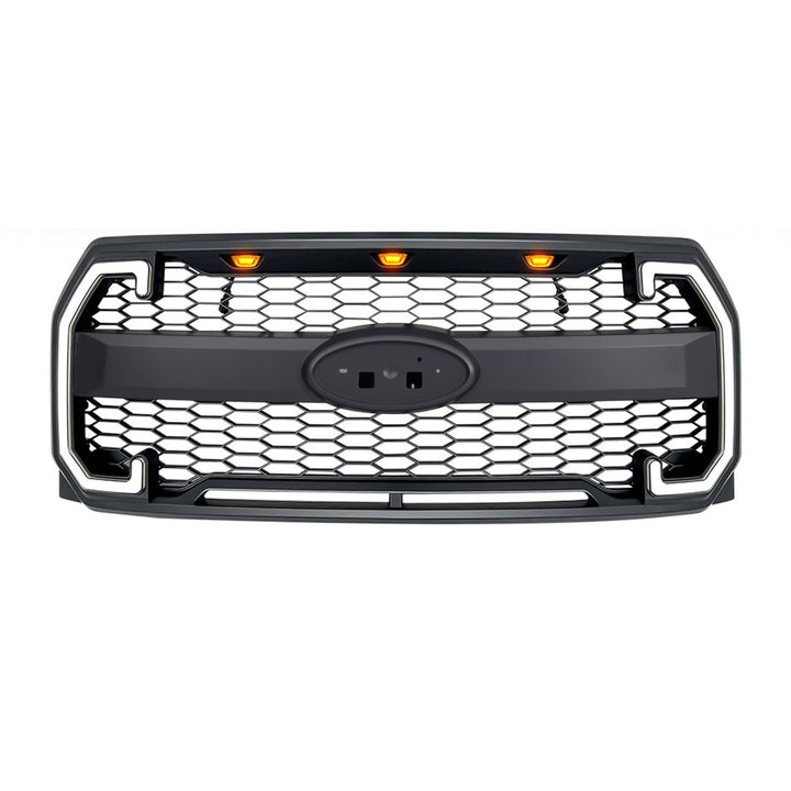 AMERICAN MODIFIED Raptor Style Mesh Grille for 2015-2017 Ford F150, Matte Black - VMInnovations