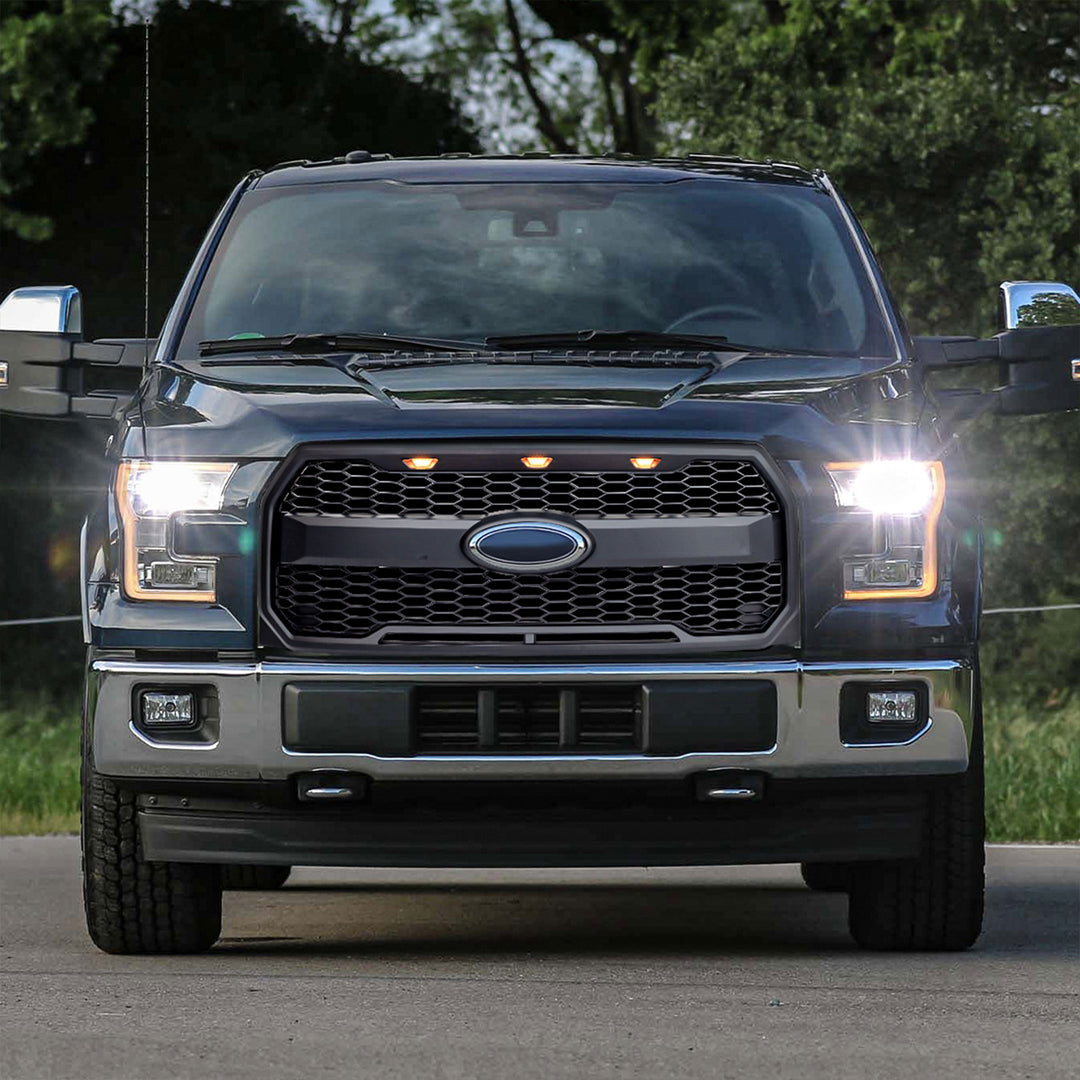 AMERICAN MODIFIED Raptor Style Mesh Grille for 2015-2017 Ford F150, Matte Black - VMInnovations