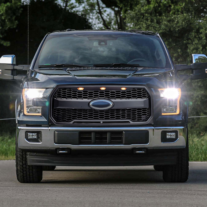 AMERICAN MODIFIED Raptor Style Mesh Grille for 2015-2017 Ford F150, Matte Black - VMInnovations