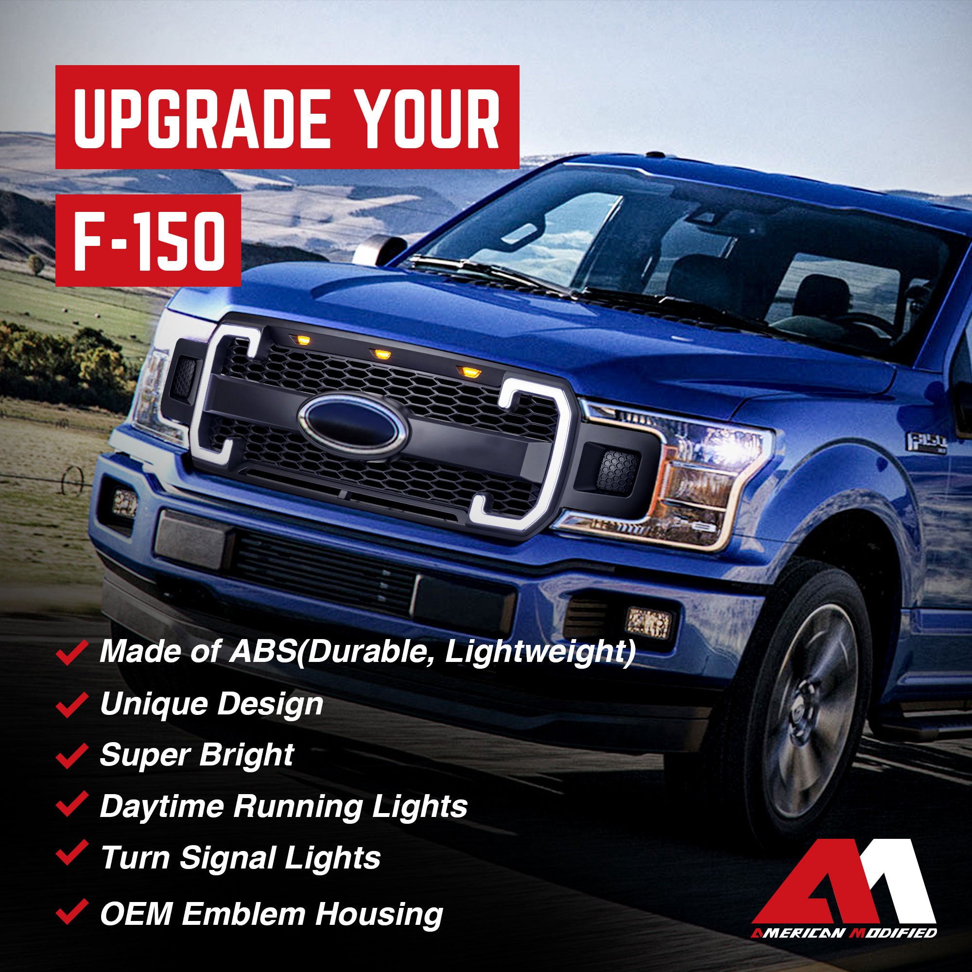 AMERICAN MODIFIED Raptor Style Mesh Grille for 2018-2020 Ford F150 (Open Box) - VMInnovations