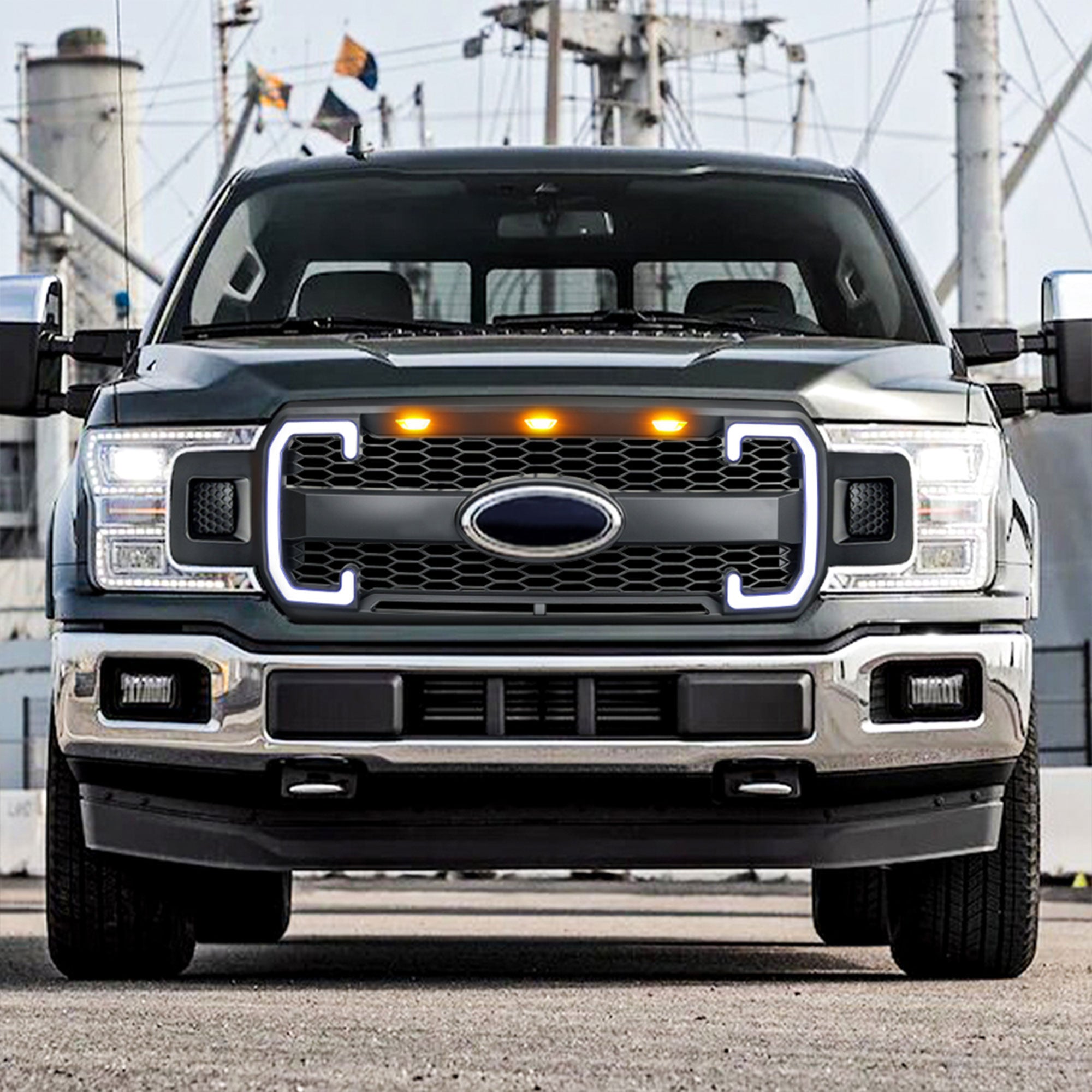 AMERICAN MODIFIED Raptor Style Mesh Grille for 2018-2020 Ford F150, Matte Black - VMInnovations