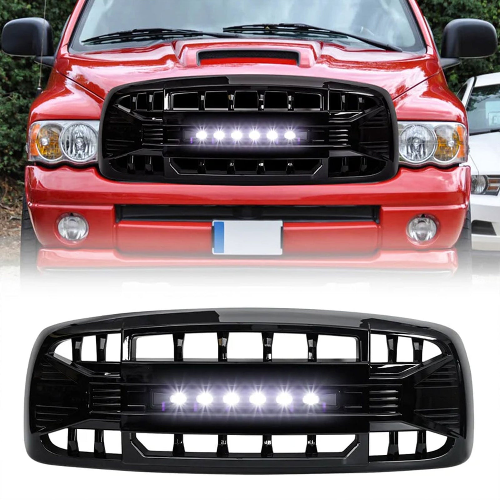 AMERICAN MODIFIED Armor Grille for 02-05 Dodge Ram 1500/2500/3500, Glossy Black - VMInnovations