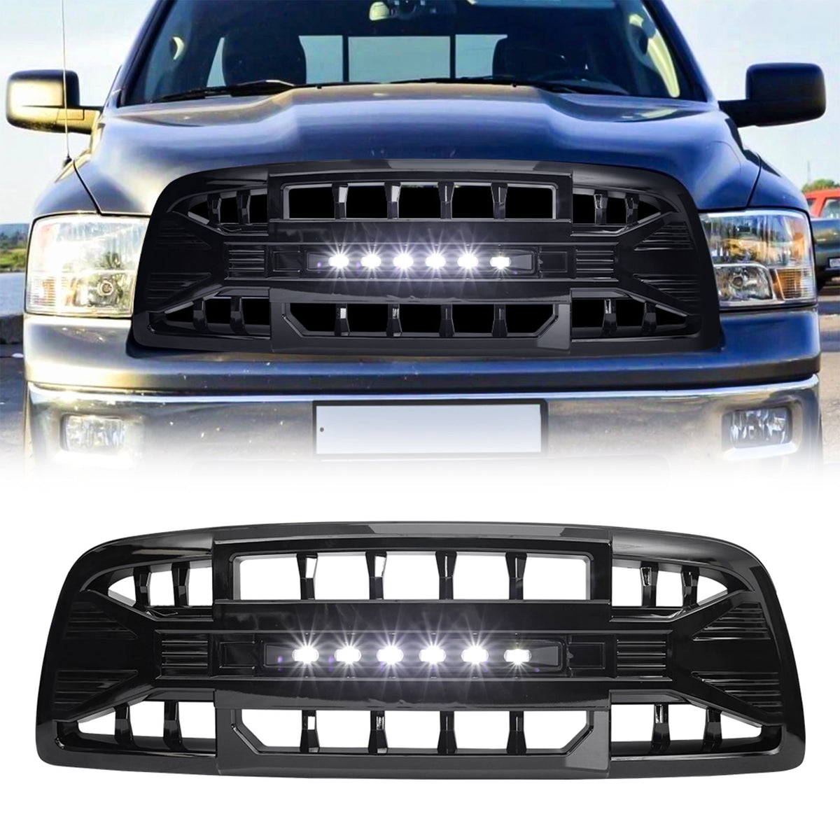 AMERICAN MODIFIED Armor Grille for 09-12 Dodge Ram 1500, Glossy Black (Open Box)