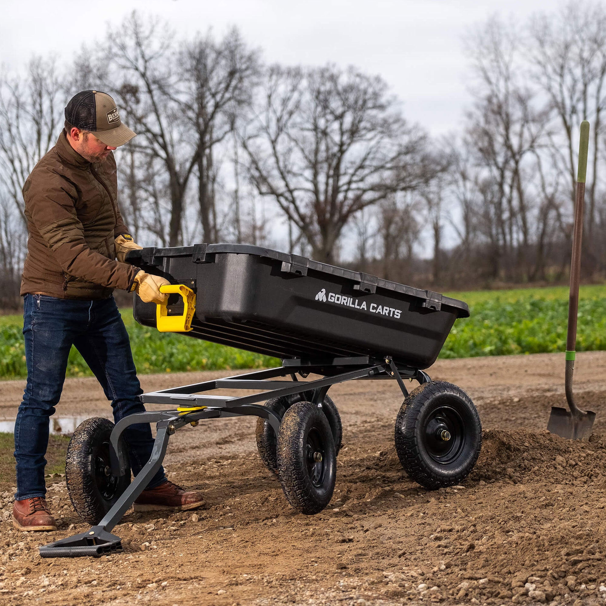 Gorilla Carts Heavy Duty 12 Cb ft Poly Yard Dump Utility Cart, Black (Open Box) - VMInnovations