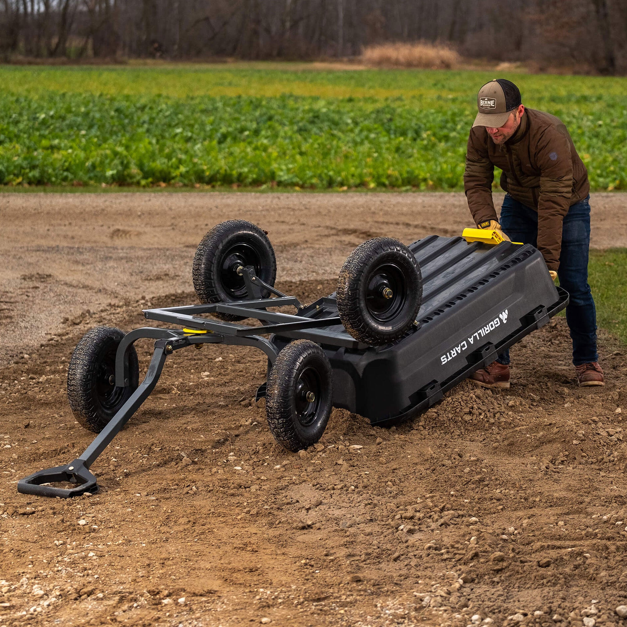 Gorilla Carts Heavy Duty 12 Cb ft Poly Yard Dump Utility Cart, Black (Open Box) - VMInnovations