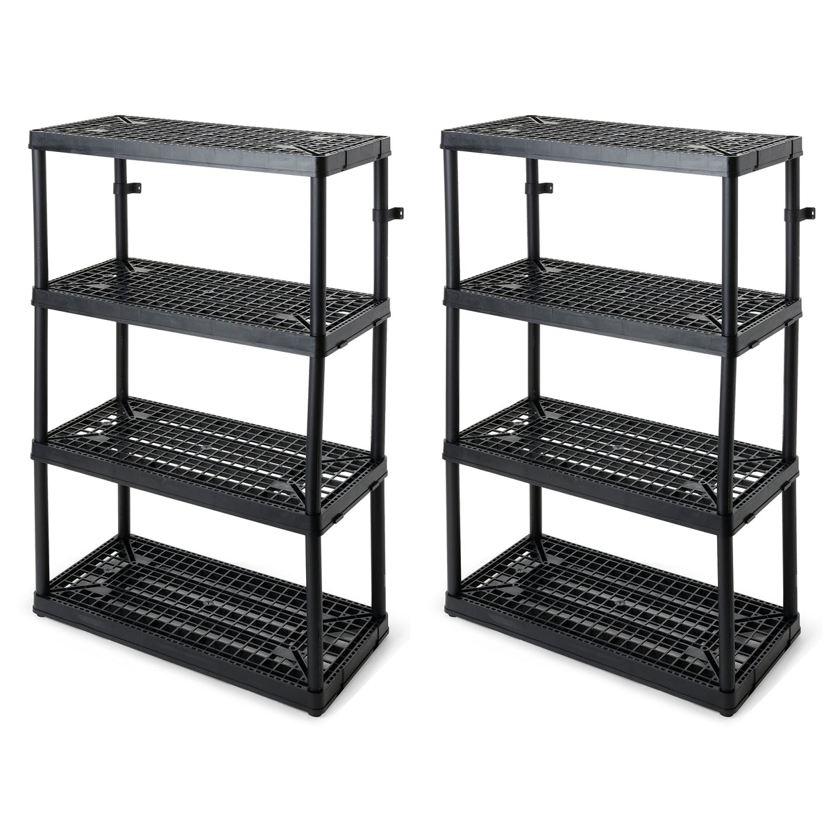 Gracious Living 4 Shelf Fixed Height Ventilated Storage Unit, Black, 2 Pack