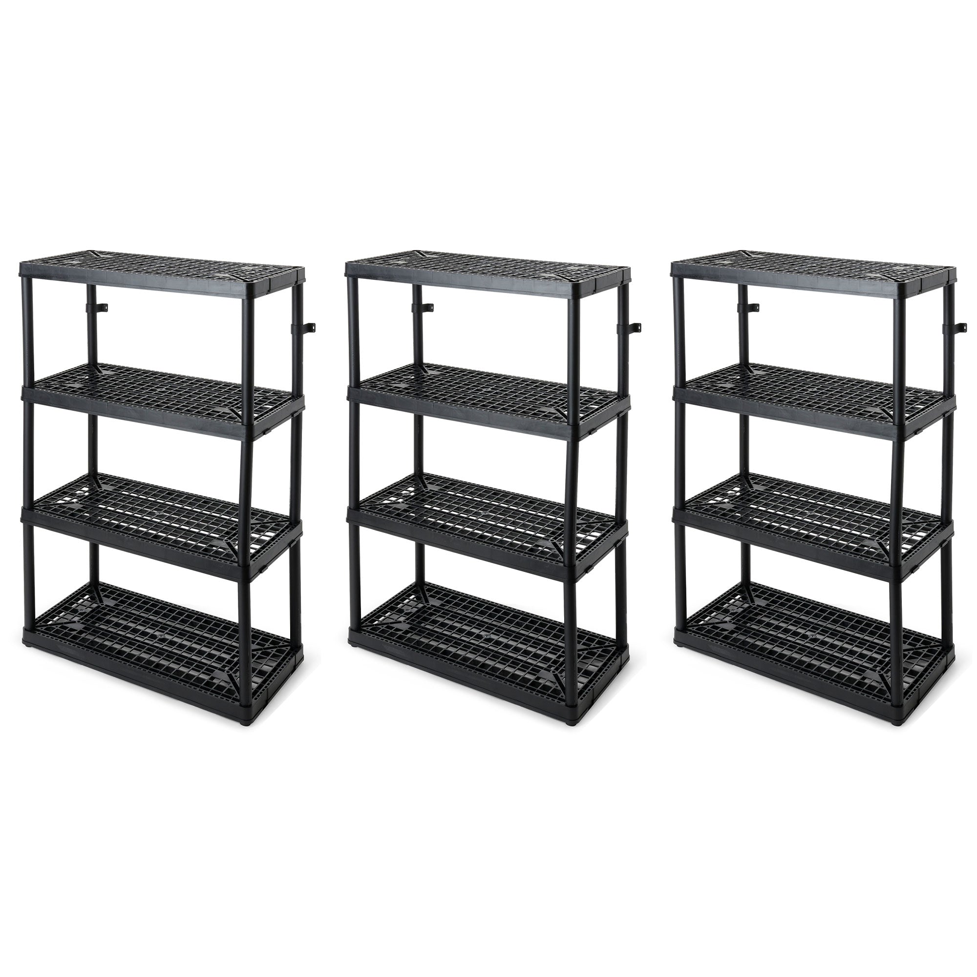 Gracious Living 4 Shelf Fixed Height Ventilated Heavy Duty Storage Unit, Black - VMInnovations