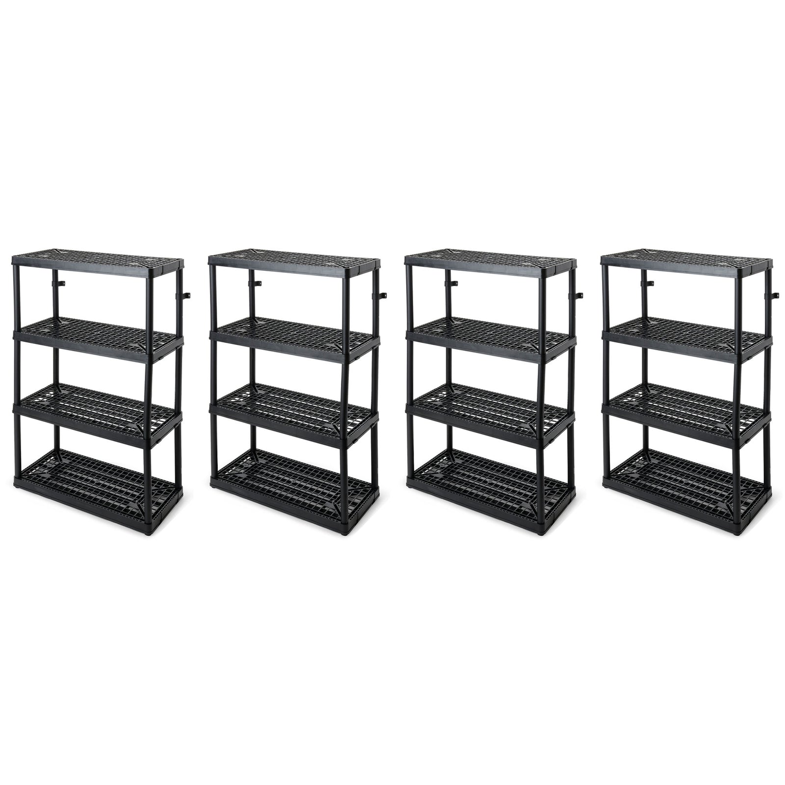 Gracious Living 4 Shelf Fixed Height Ventilated Heavy Duty Storage Unit, Black - VMInnovations
