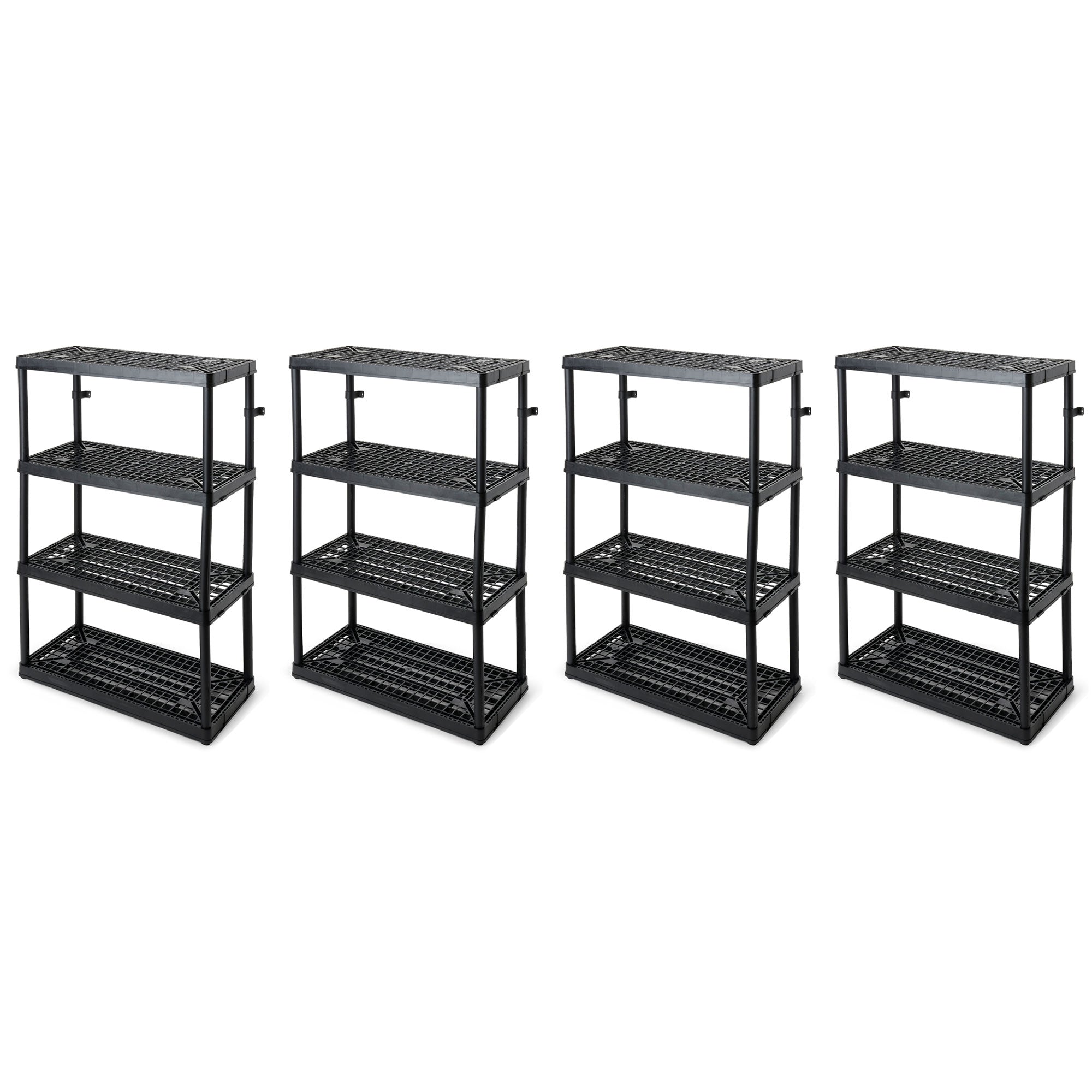 Gracious Living 4 Shelf Fixed Height Ventilated Storage Unit, Black, 4 Pack