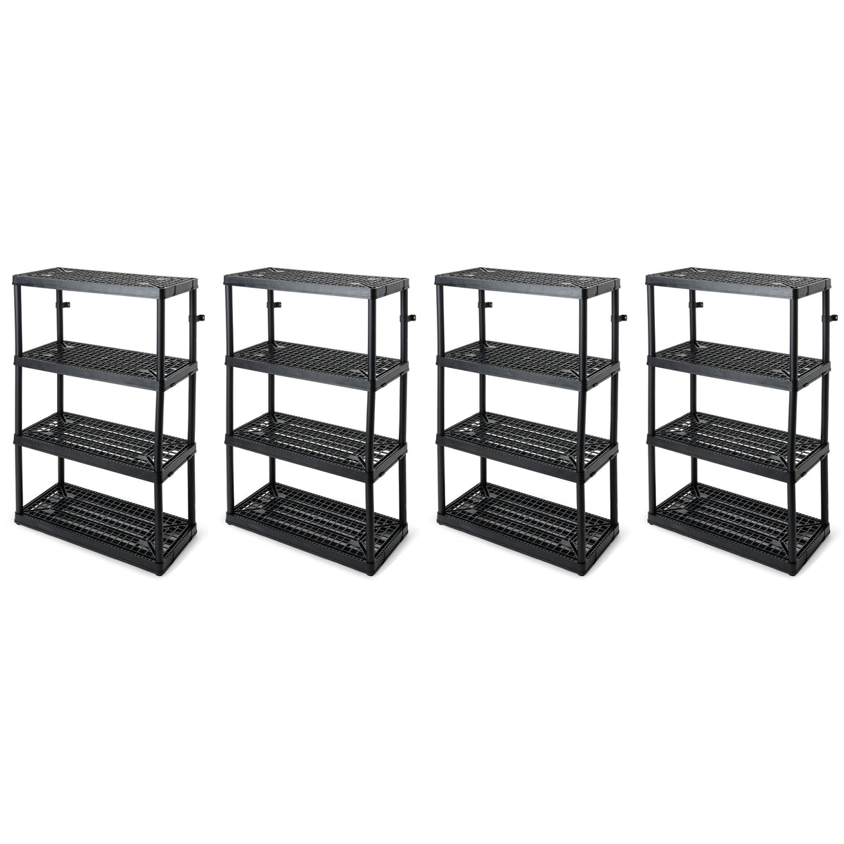 Gracious Living 4 Shelf Fixed Height Ventilated Storage Unit, Black, 4 Pack