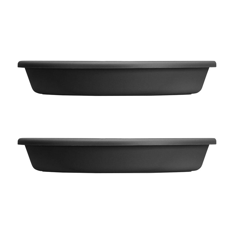 HC Companies Classic 21.13 Inch Round Saucer Tray for 24 Inch Plant Pot (2 Pack)