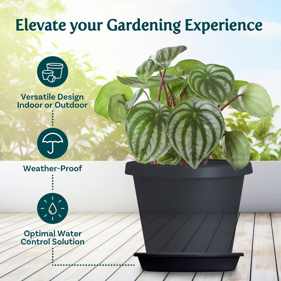 HC Companies Classic 21.13 Inch Round Saucer Tray for 24 Inch Plant Pot (2 Pack) - VMInnovations