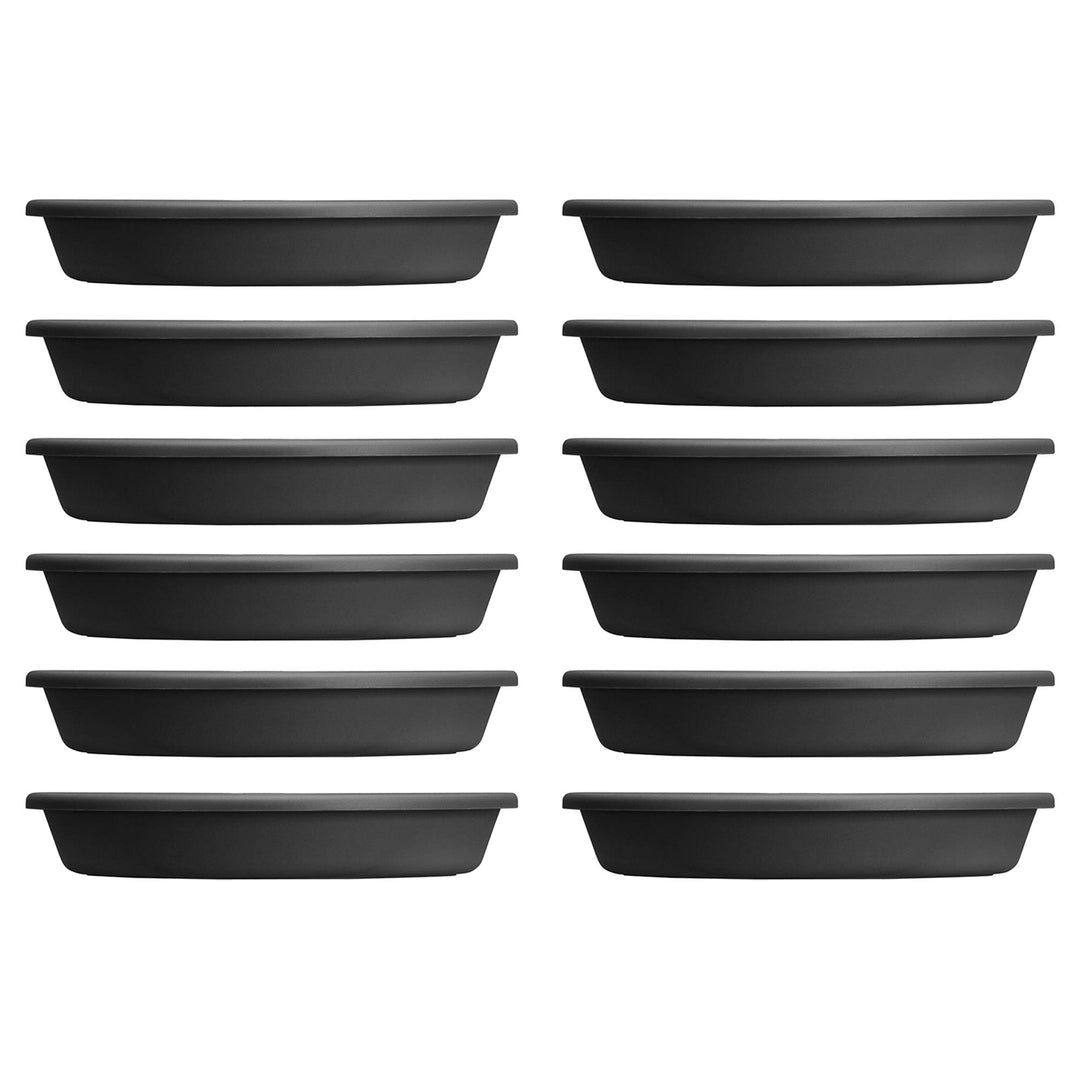 HC Companies Classic 21.13 Inch Round Saucer Tray for Pots, Black (12 Pack) - VMInnovations