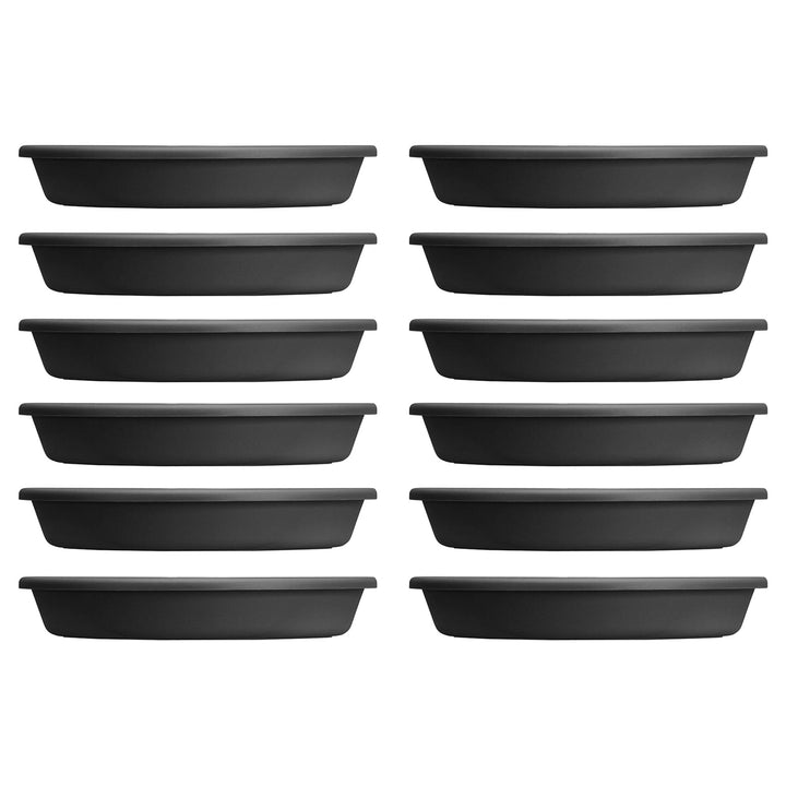 HC Companies Classic 21.13 Inch Round Saucer Tray for Pots, Black (12 Pack) - VMInnovations
