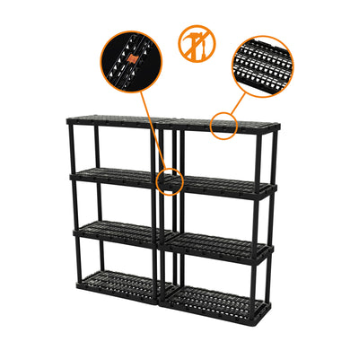 Gracious Living 4 Shelf Knect A Shelf Ventilated Storage Unit, Black (2 Pack)