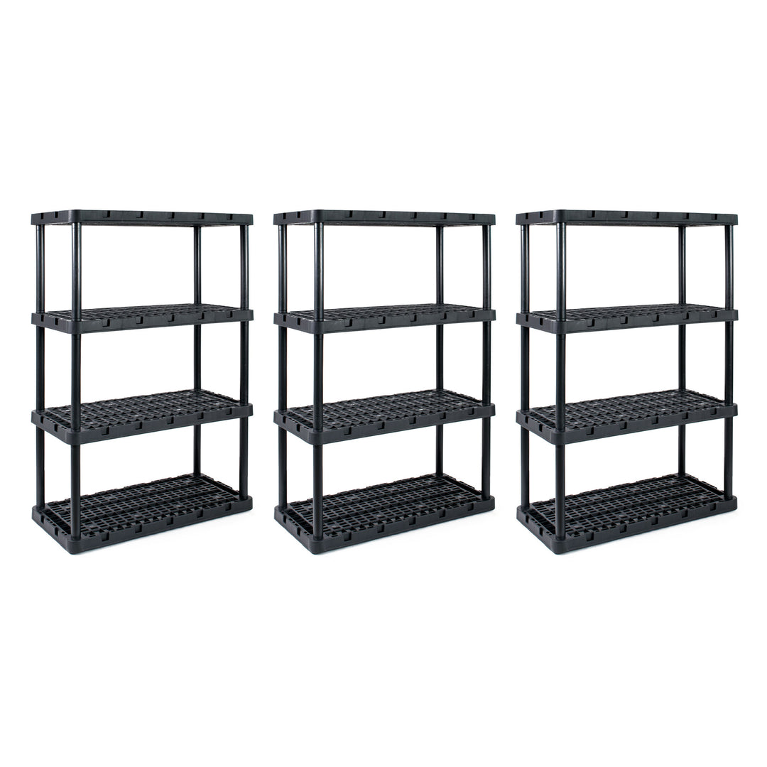 Gracious Living 4 Shelf Knect A Shelf Ventilated Storage Unit, Black (3 Pack) - VMInnovations
