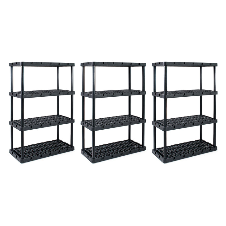 Gracious Living 4 Shelf Knect A Shelf Ventilated Storage Unit, Black (3 Pack) - VMInnovations