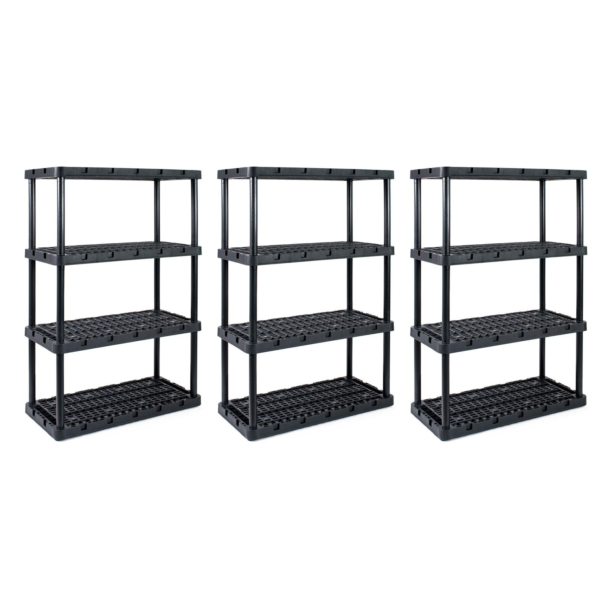 Gracious Living 4 Shelf Knect A Shelf Ventilated Storage Unit, Black, 3 Pack - VMInnovations