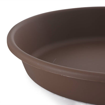 The HC Companies Classic 21" Deep Plastic Round Plant Pot Saucer, Brown (2 Pack)
