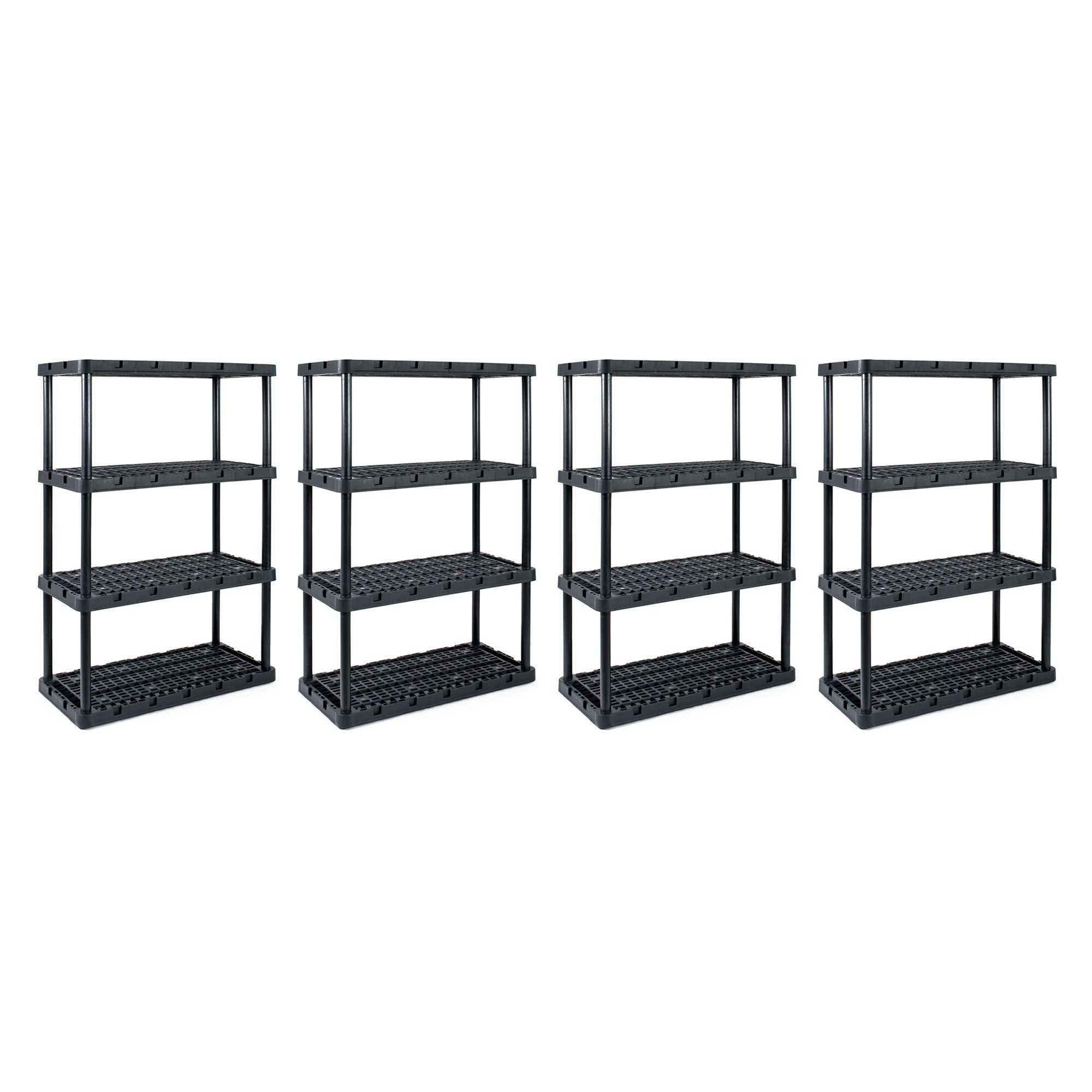 Gracious Living 4 Shelf Knect A Shelf Ventilated Storage Unit, Black, 4 Pack