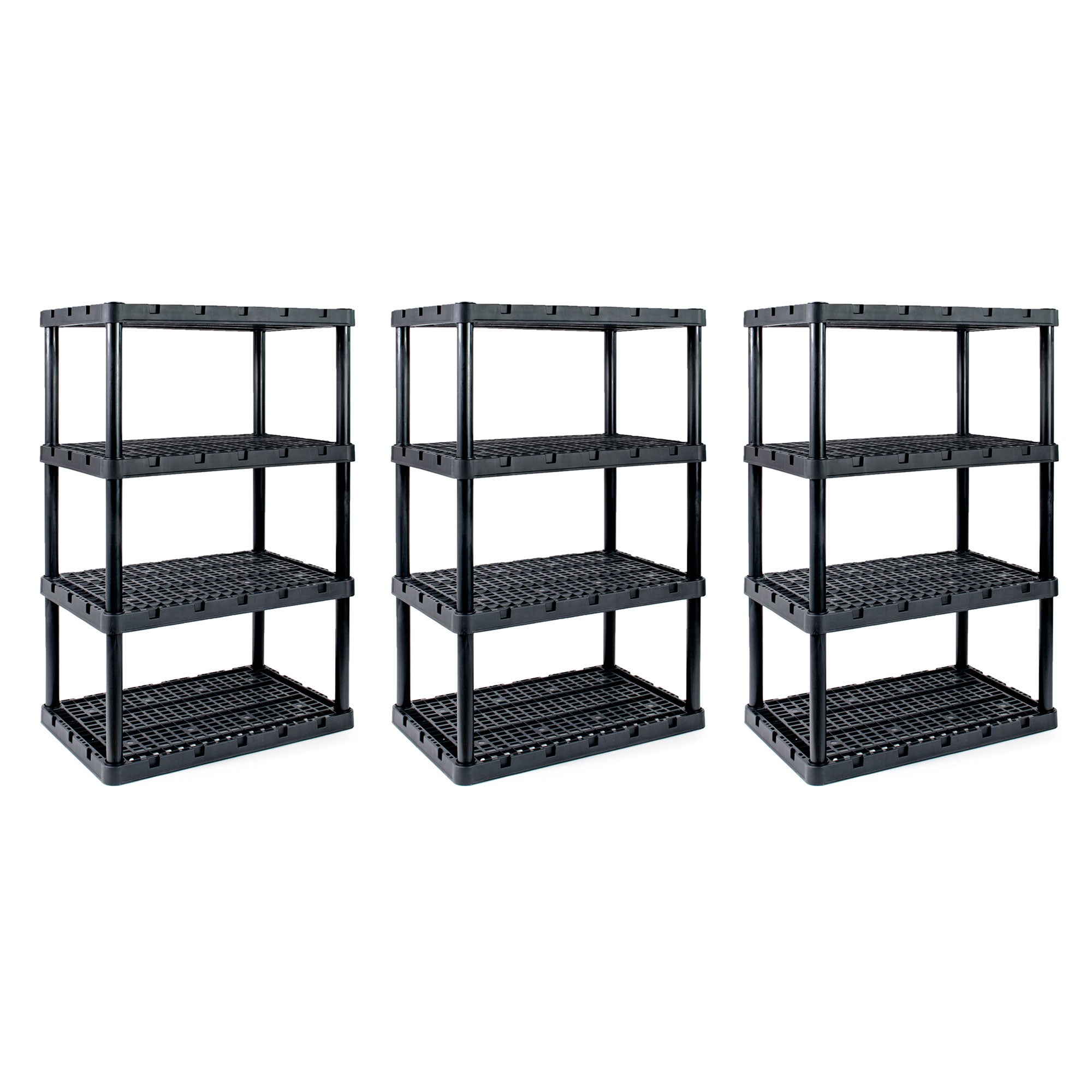 Gracious Living XL 4 Shelf Knect A Shelf Ventilated Storage, Black, 3 Pack